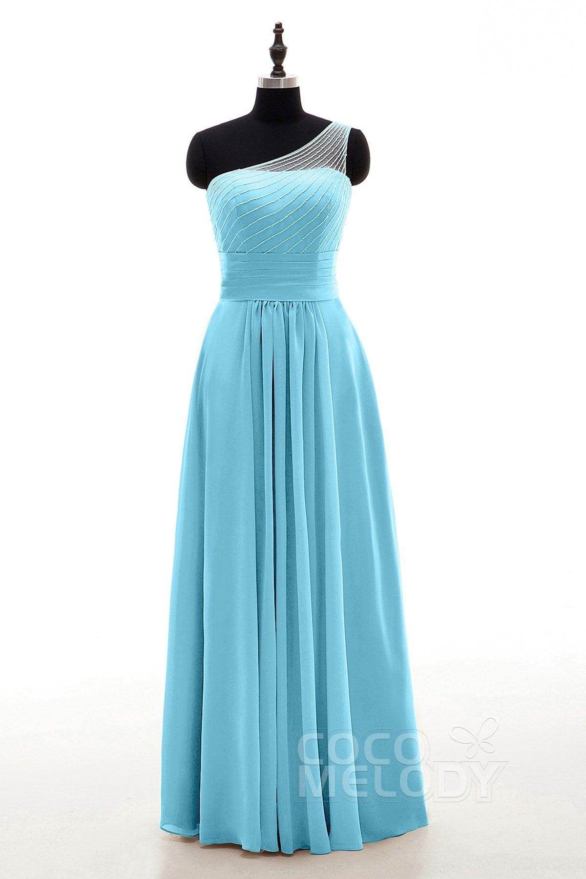 Sheath Floor Length Chiffon Bridesmaid Dress COZF1409A