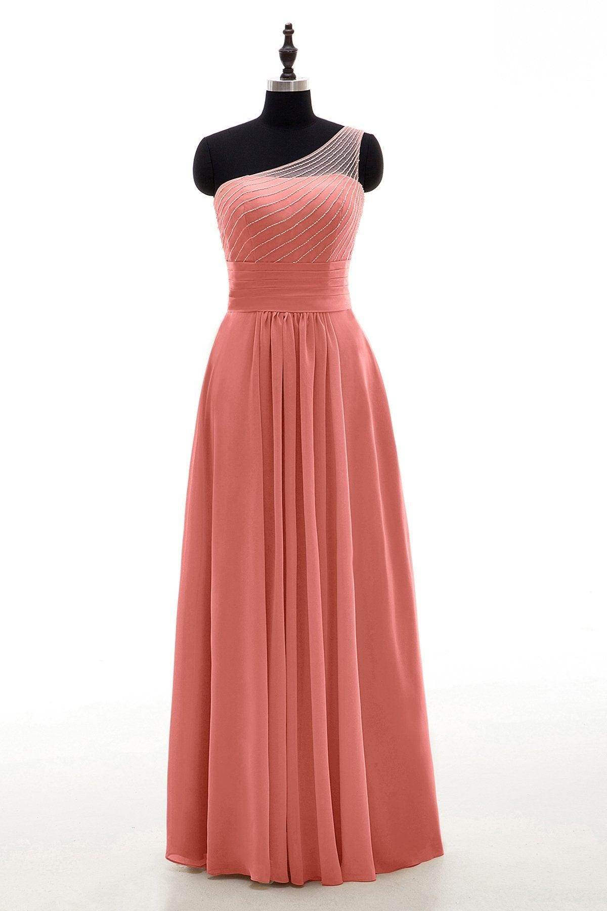 Sheath Floor Length Chiffon Bridesmaid Dress COZF1409A
