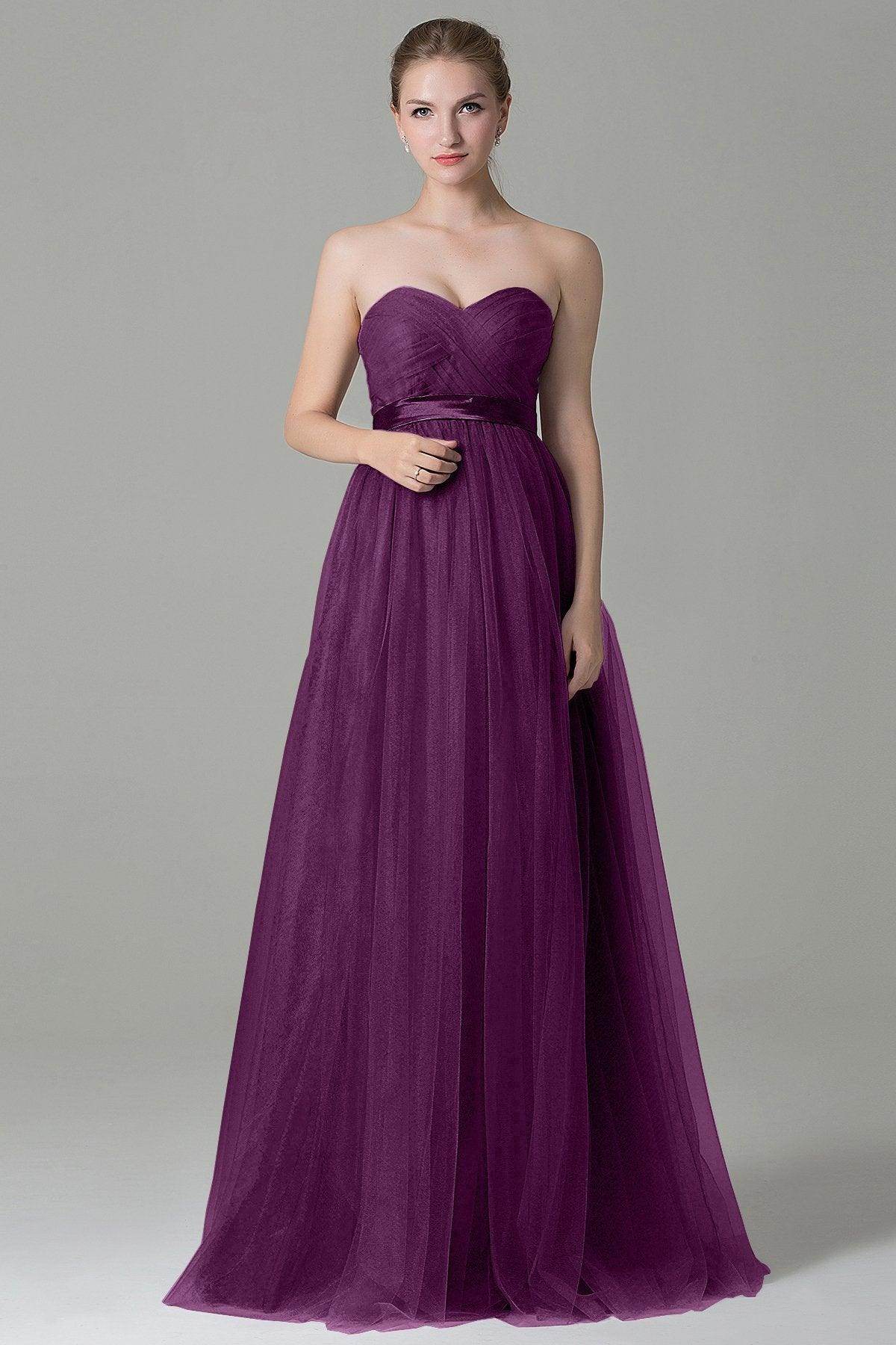 Sheath-Column Floor Length Tulle Bridesmaid Dress COZF1500B