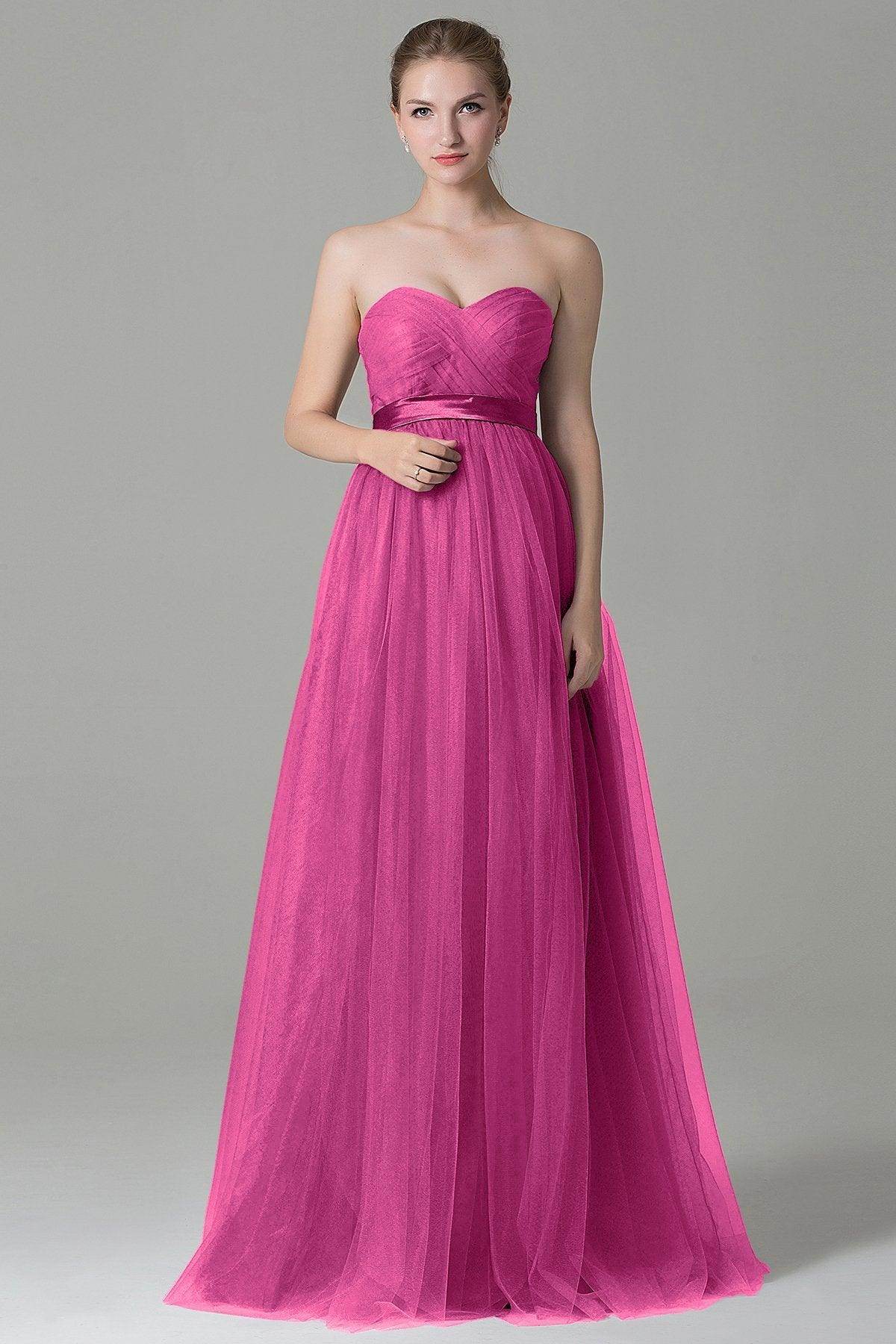 Sheath-Column Floor Length Tulle Bridesmaid Dress COZF1500B