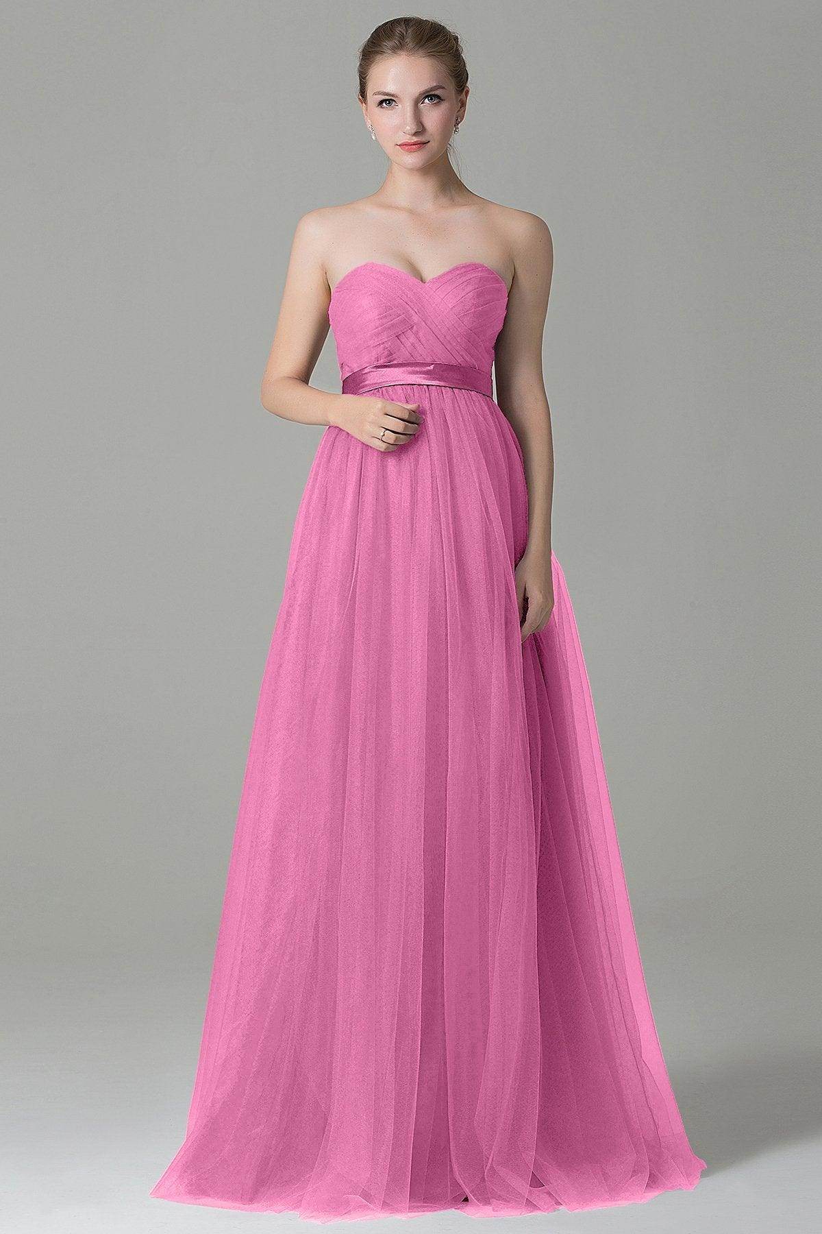 Sheath-Column Floor Length Tulle Bridesmaid Dress COZF1500B