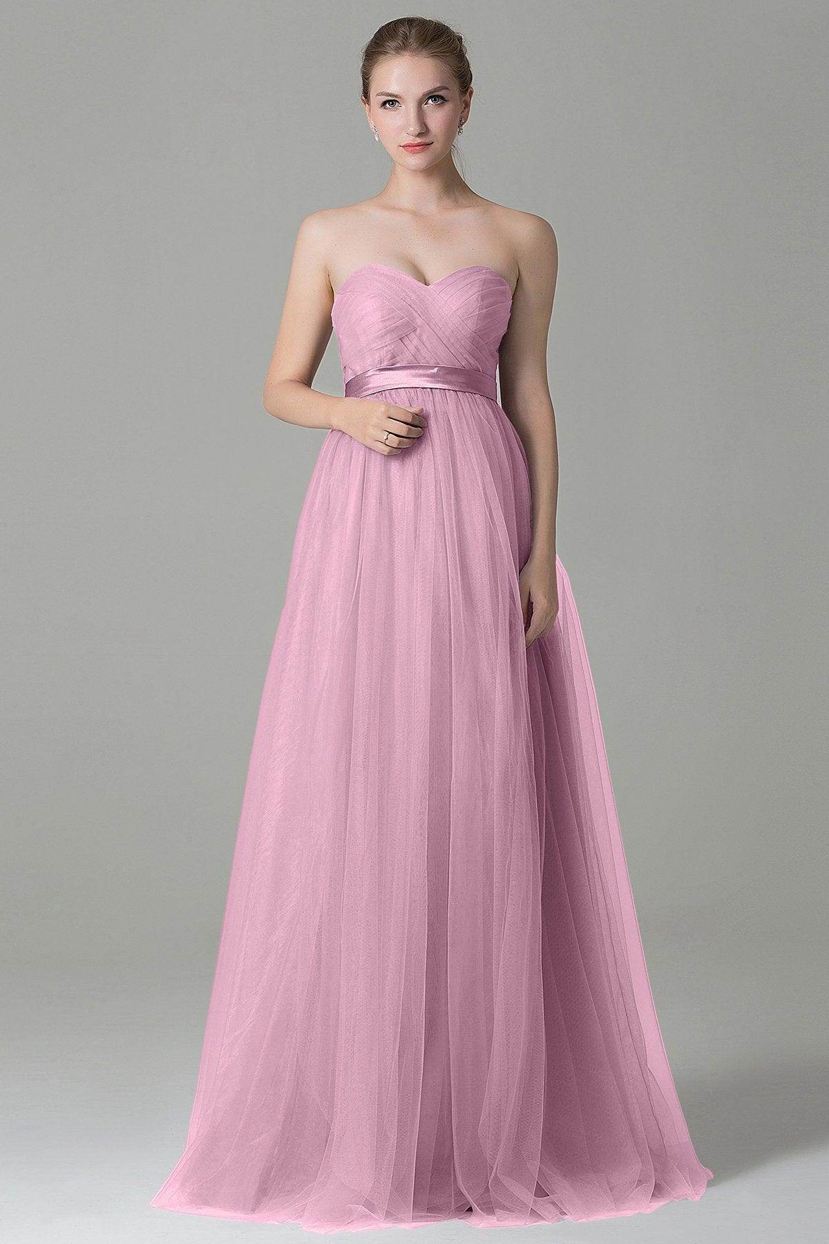 Sheath-Column Floor Length Tulle Bridesmaid Dress COZF1500B
