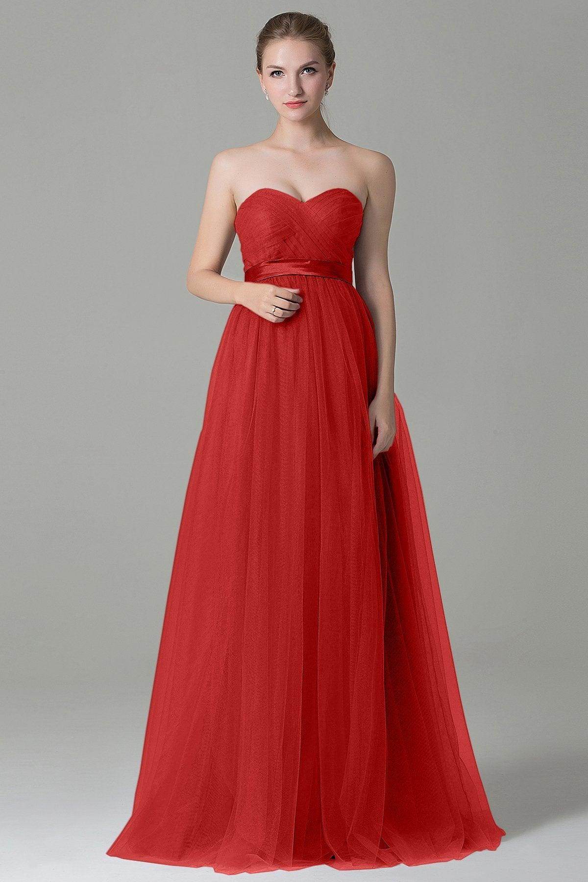 Sheath-Column Floor Length Tulle Bridesmaid Dress COZF1500B