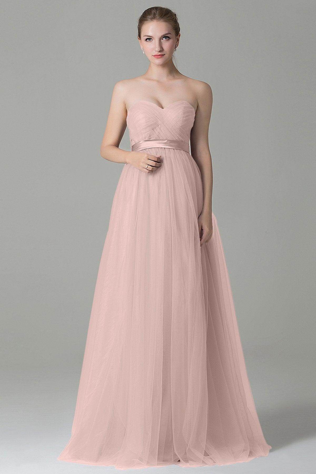 Sheath-Column Floor Length Tulle Bridesmaid Dress COZF1500B