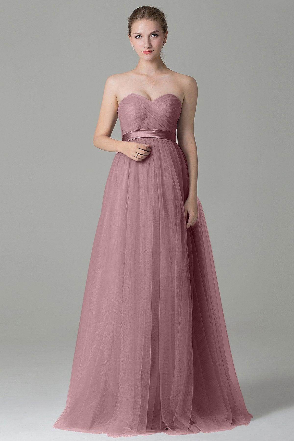 Sheath-Column Floor Length Tulle Bridesmaid Dress COZF1500B
