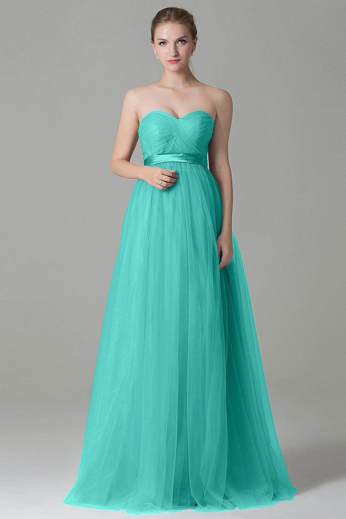 Sheath-Column Floor Length Tulle Bridesmaid Dress COZF1500B