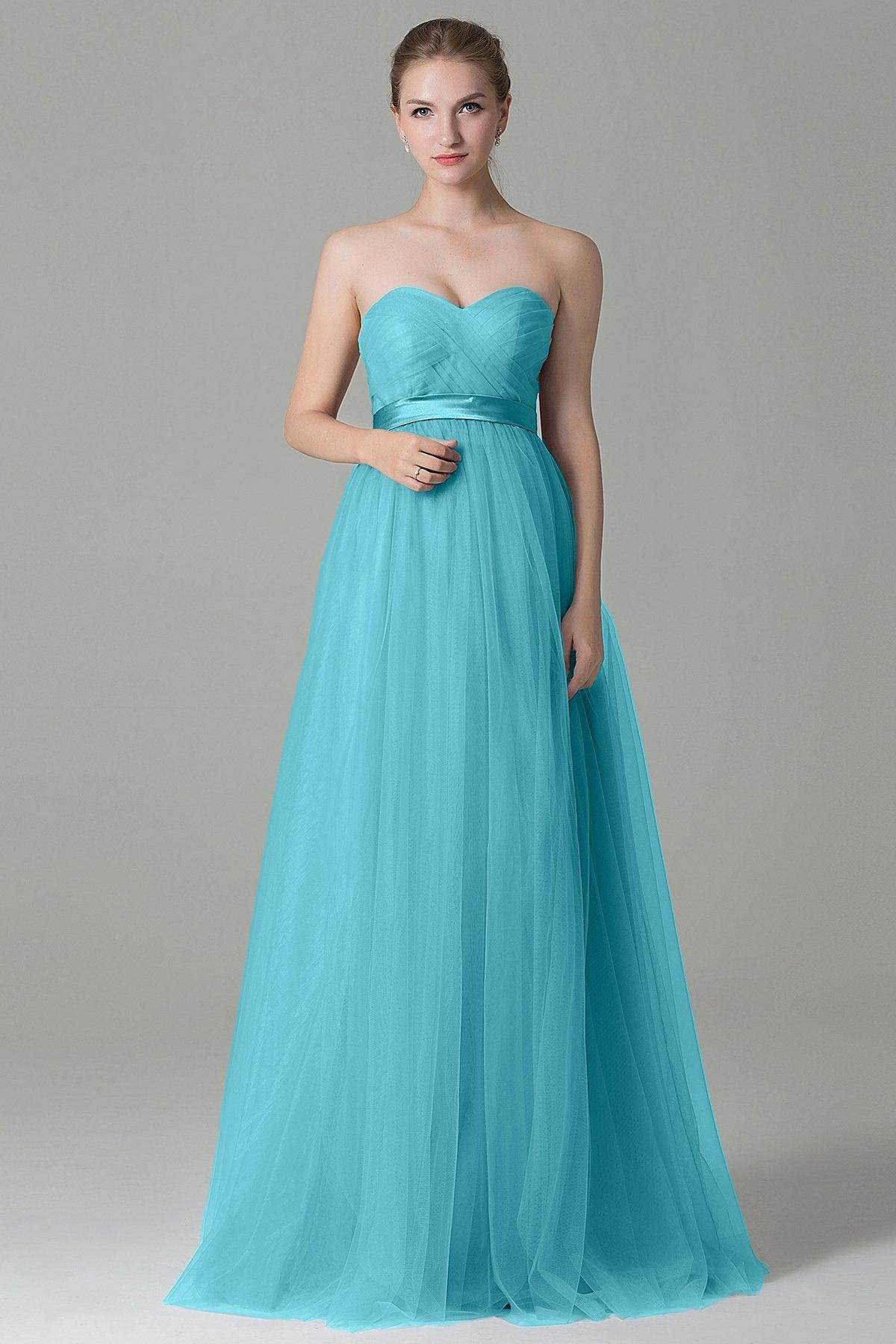 Sheath-Column Floor Length Tulle Bridesmaid Dress COZF1500B
