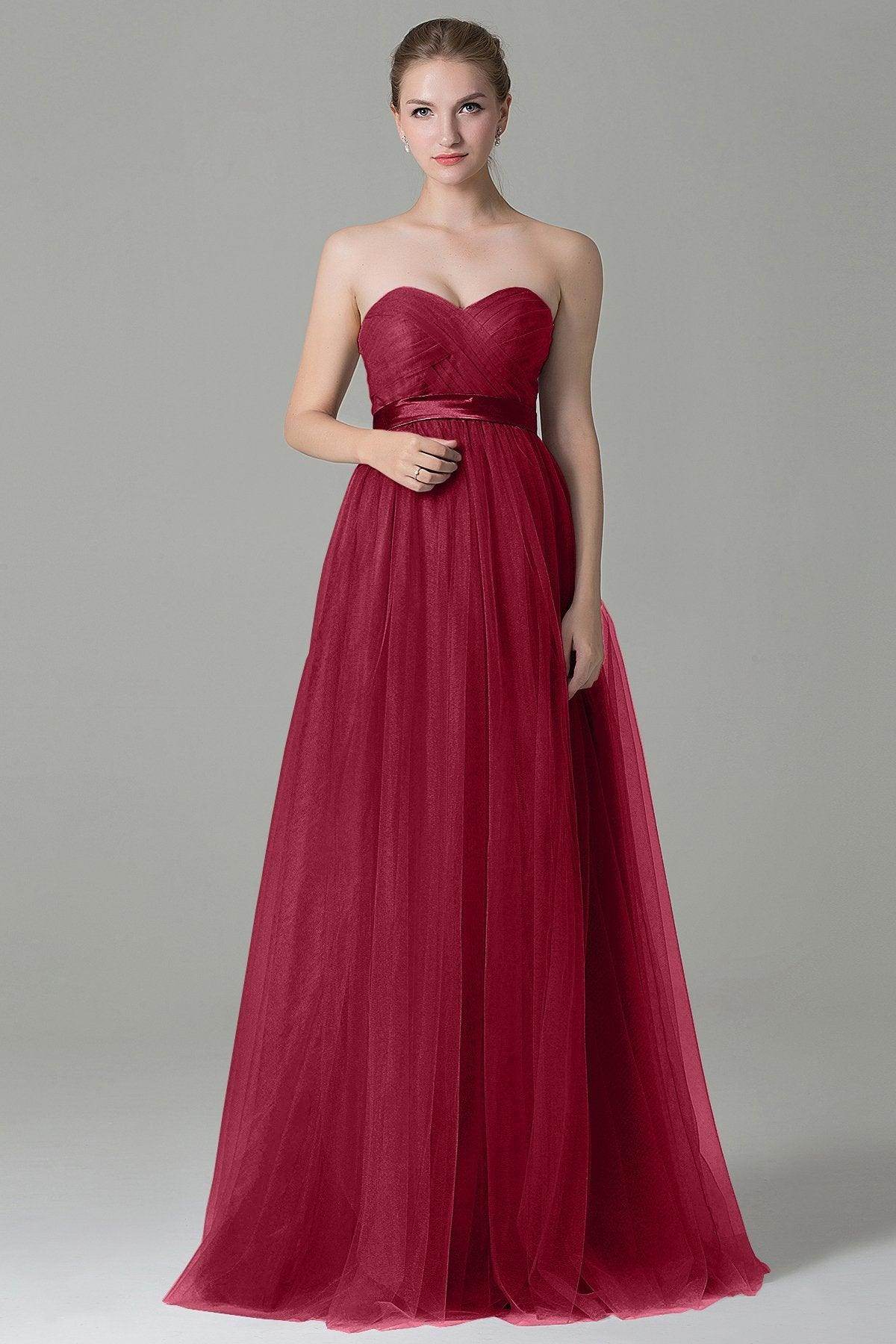 Sheath-Column Floor Length Tulle Bridesmaid Dress COZF1500B