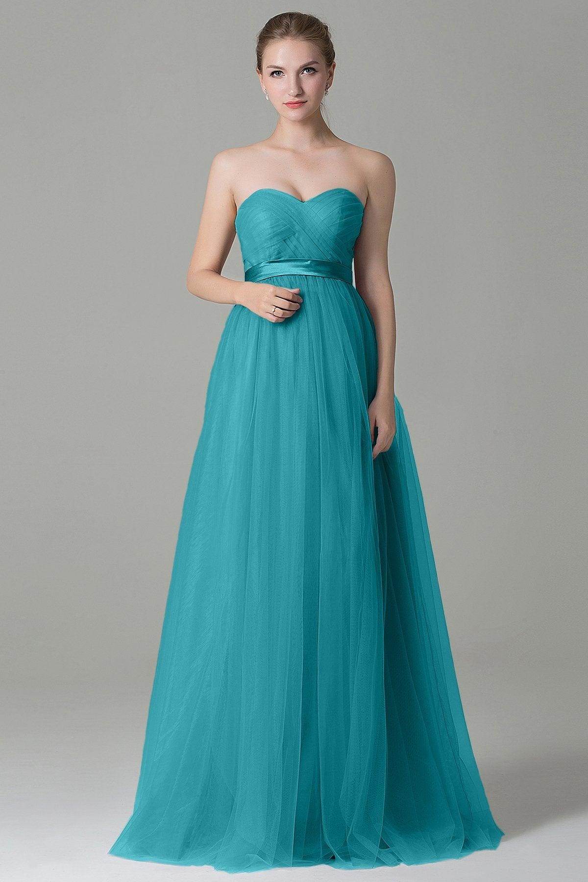 Sheath-Column Floor Length Tulle Bridesmaid Dress COZF1500B