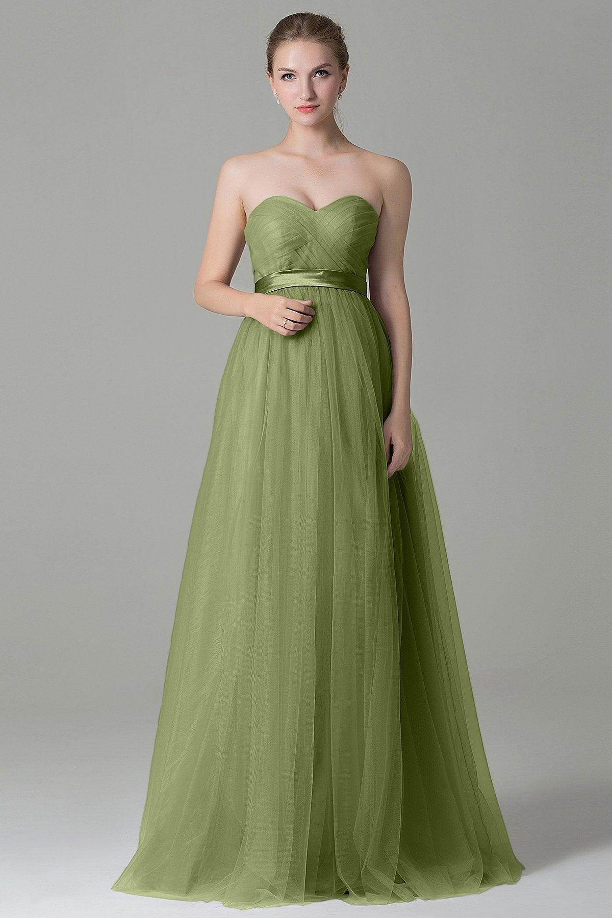 Sheath-Column Floor Length Tulle Bridesmaid Dress COZF1500B