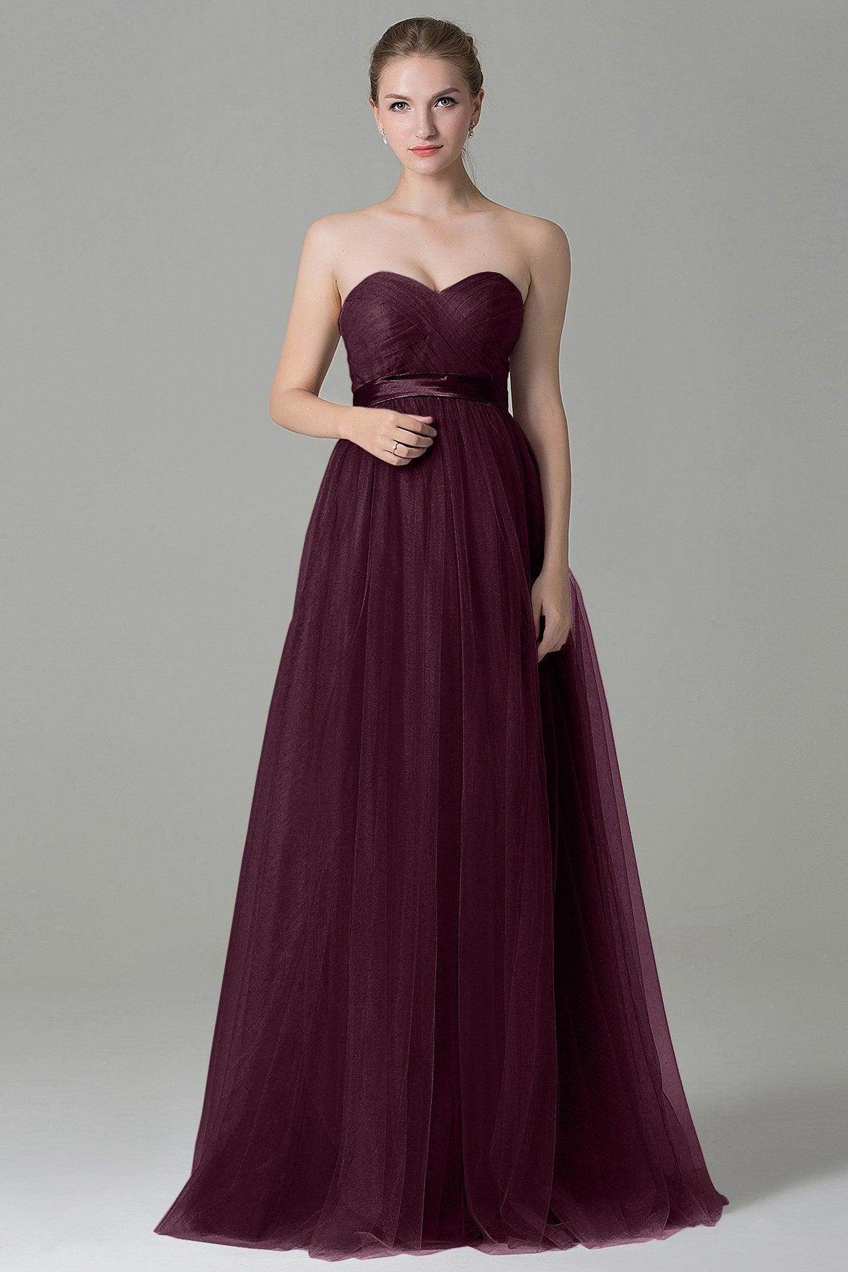 Sheath-Column Floor Length Tulle Bridesmaid Dress COZF1500B
