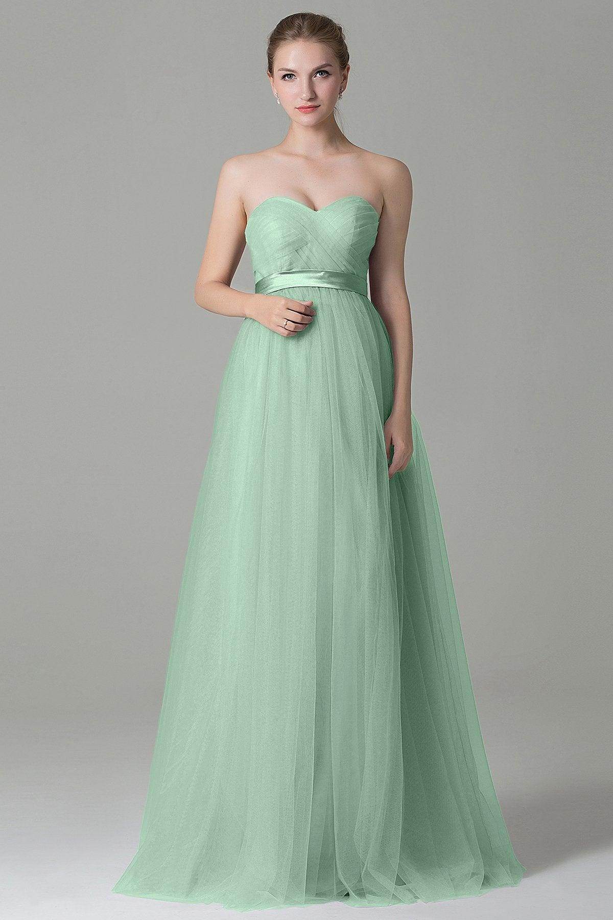 Sheath-Column Floor Length Tulle Bridesmaid Dress COZF1500B