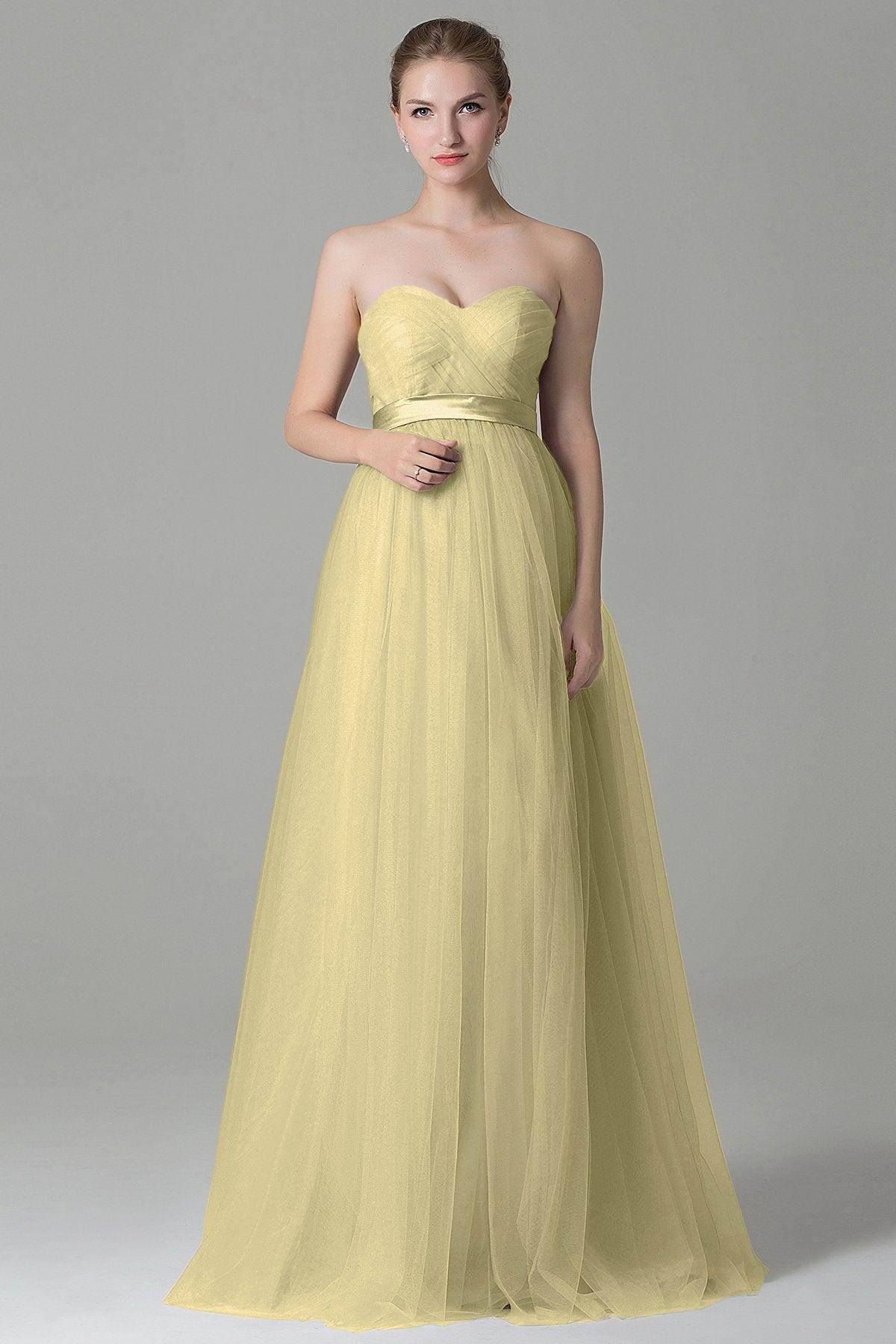 Sheath-Column Floor Length Tulle Bridesmaid Dress COZF1500B