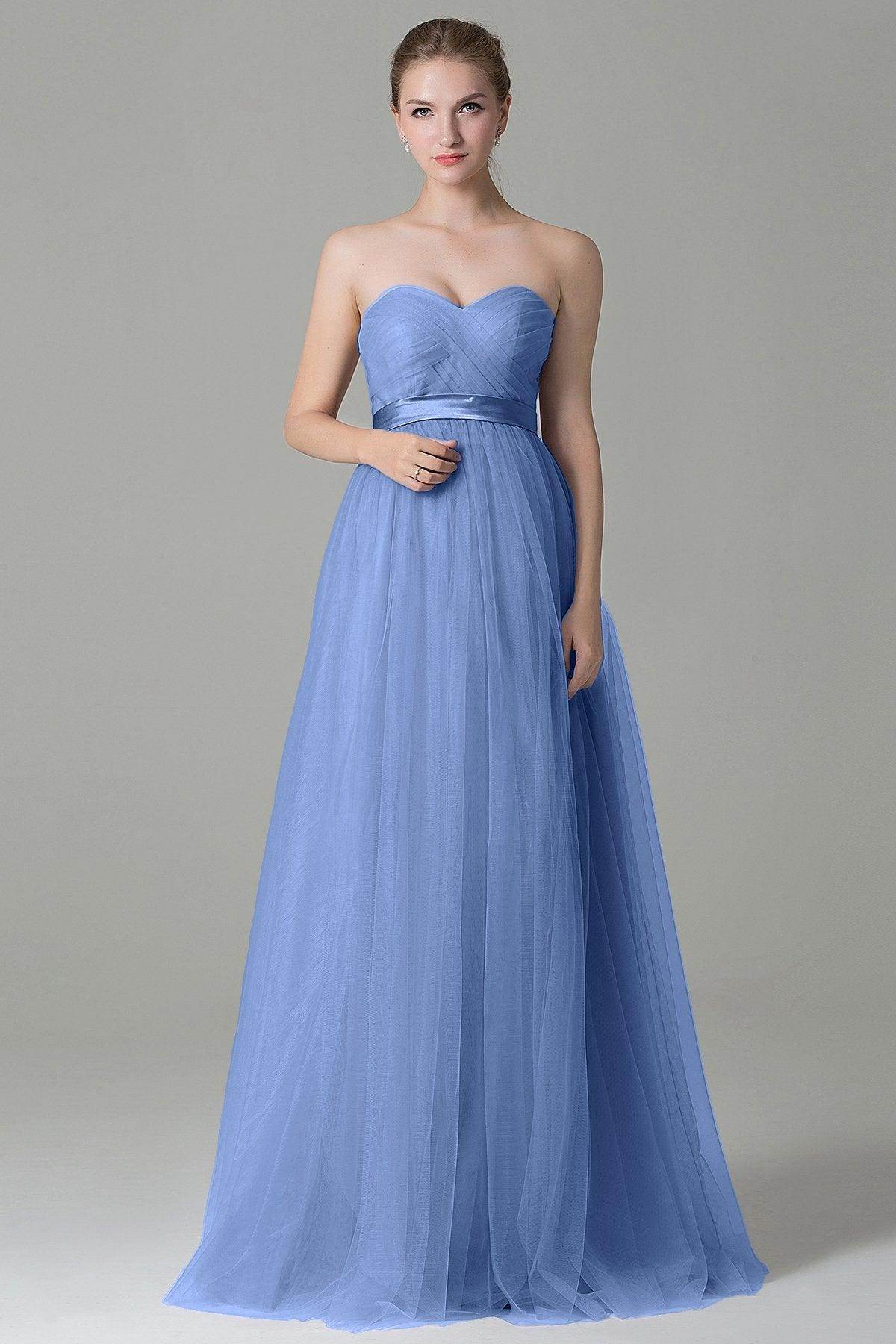 Sheath-Column Floor Length Tulle Bridesmaid Dress COZF1500B