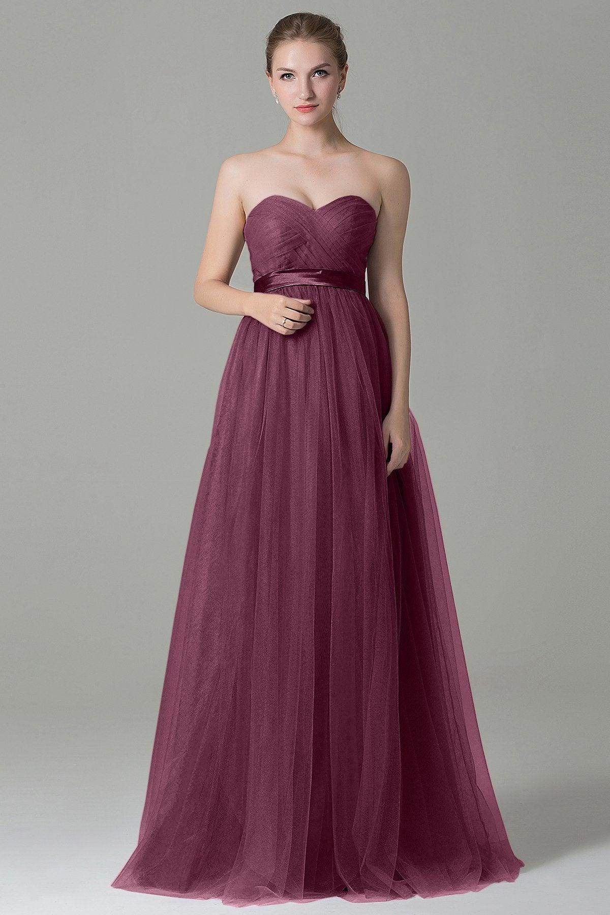 Sheath-Column Floor Length Tulle Bridesmaid Dress COZF1500B