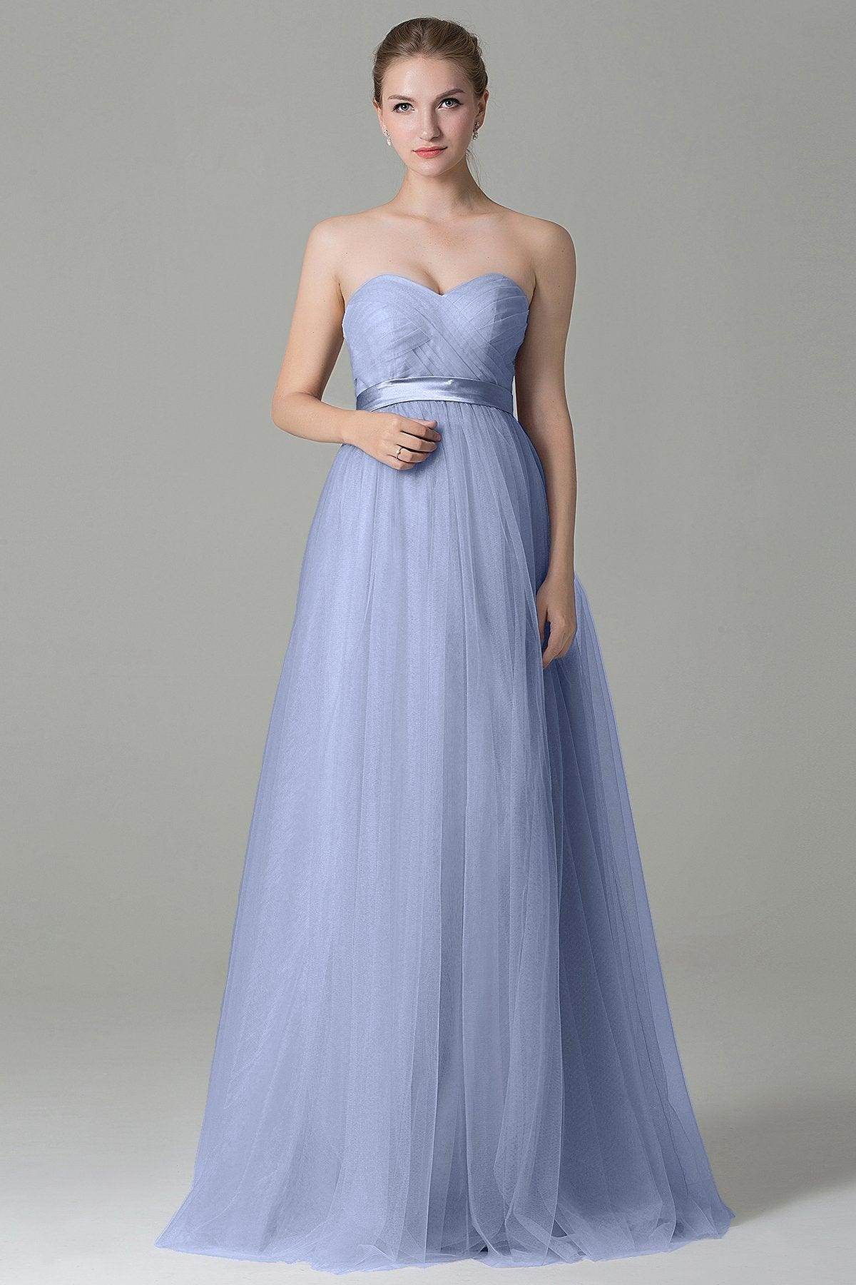 Sheath-Column Floor Length Tulle Bridesmaid Dress COZF1500B