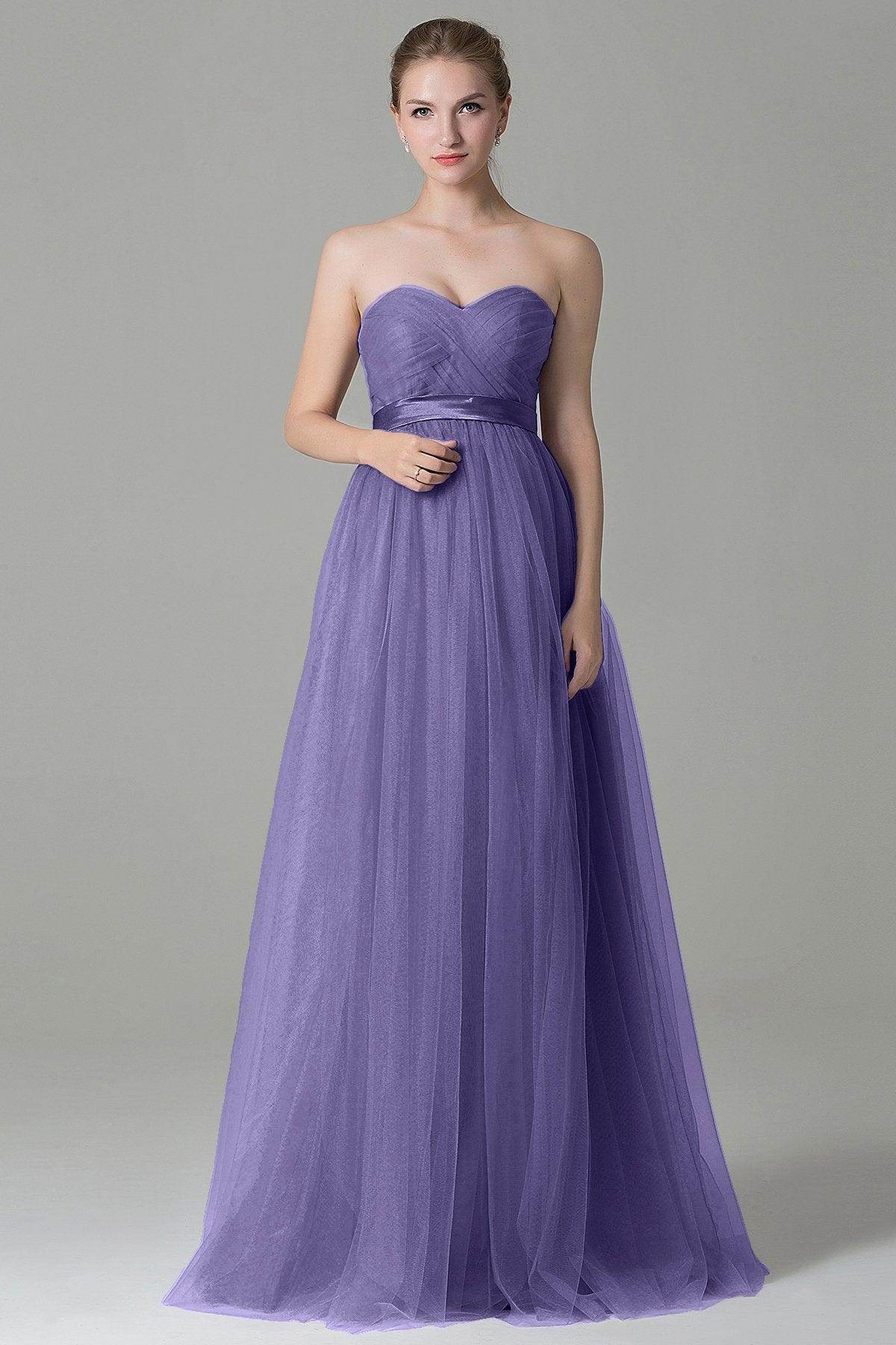 Sheath-Column Floor Length Tulle Bridesmaid Dress COZF1500B