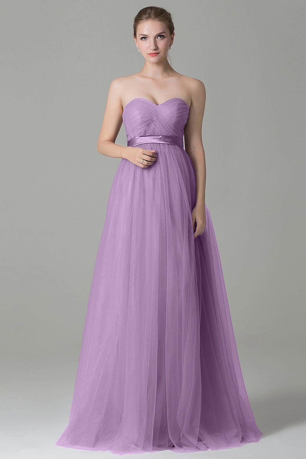 Sheath-Column Floor Length Tulle Bridesmaid Dress COZF1500B