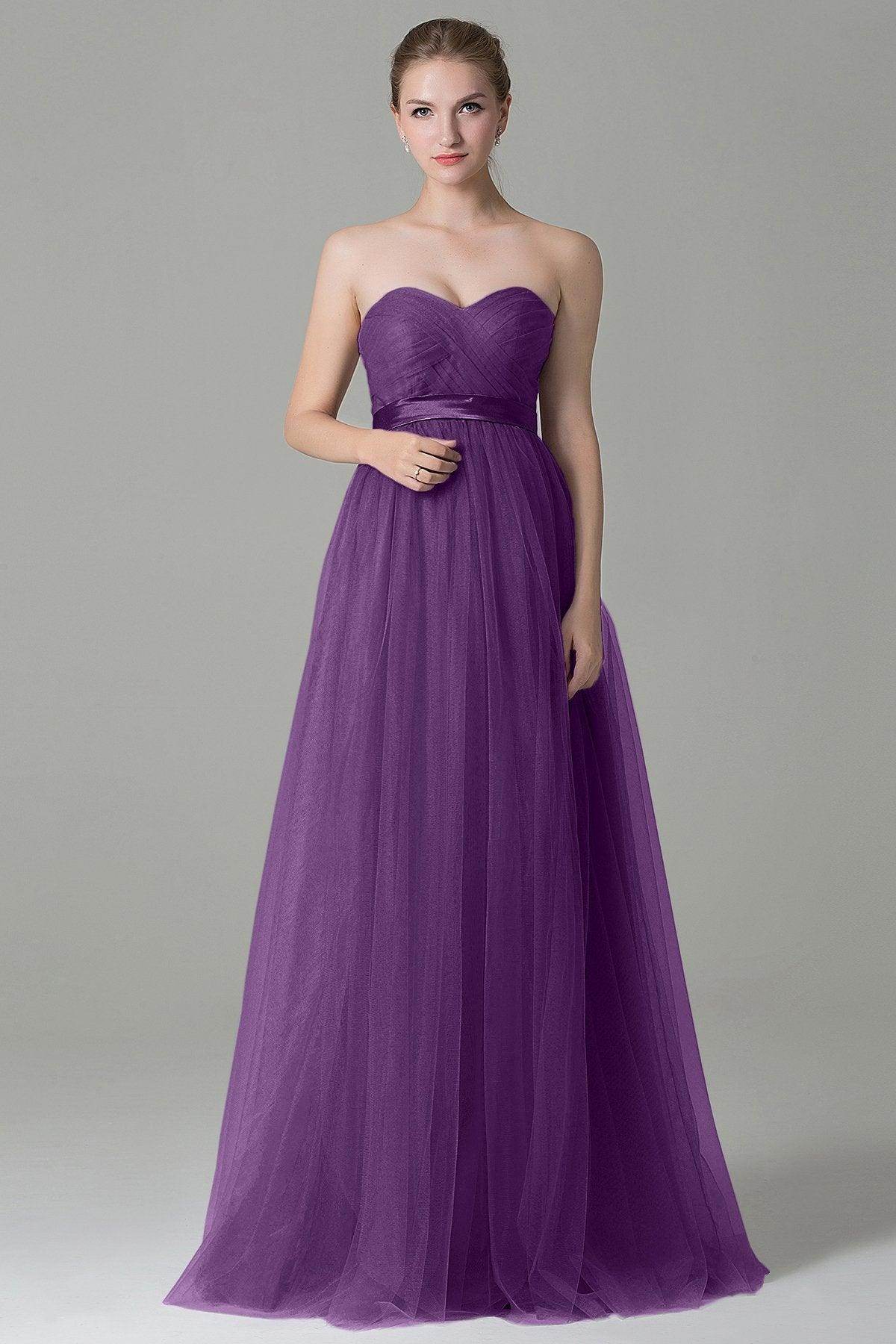 Sheath-Column Floor Length Tulle Bridesmaid Dress COZF1500B