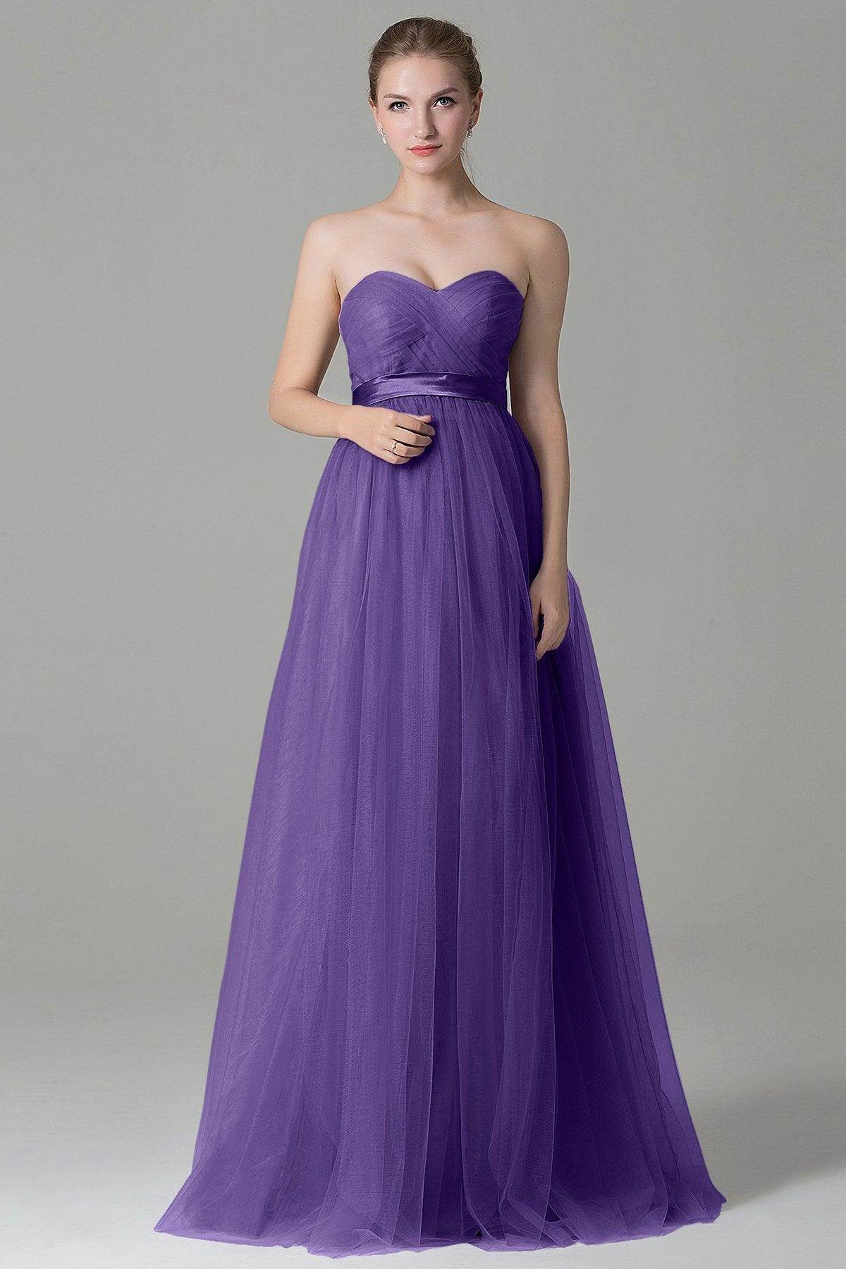 Sheath-Column Floor Length Tulle Bridesmaid Dress COZF1500B