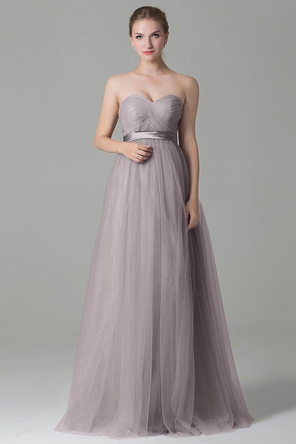 Sheath-Column Floor Length Tulle Bridesmaid Dress COZF1500B