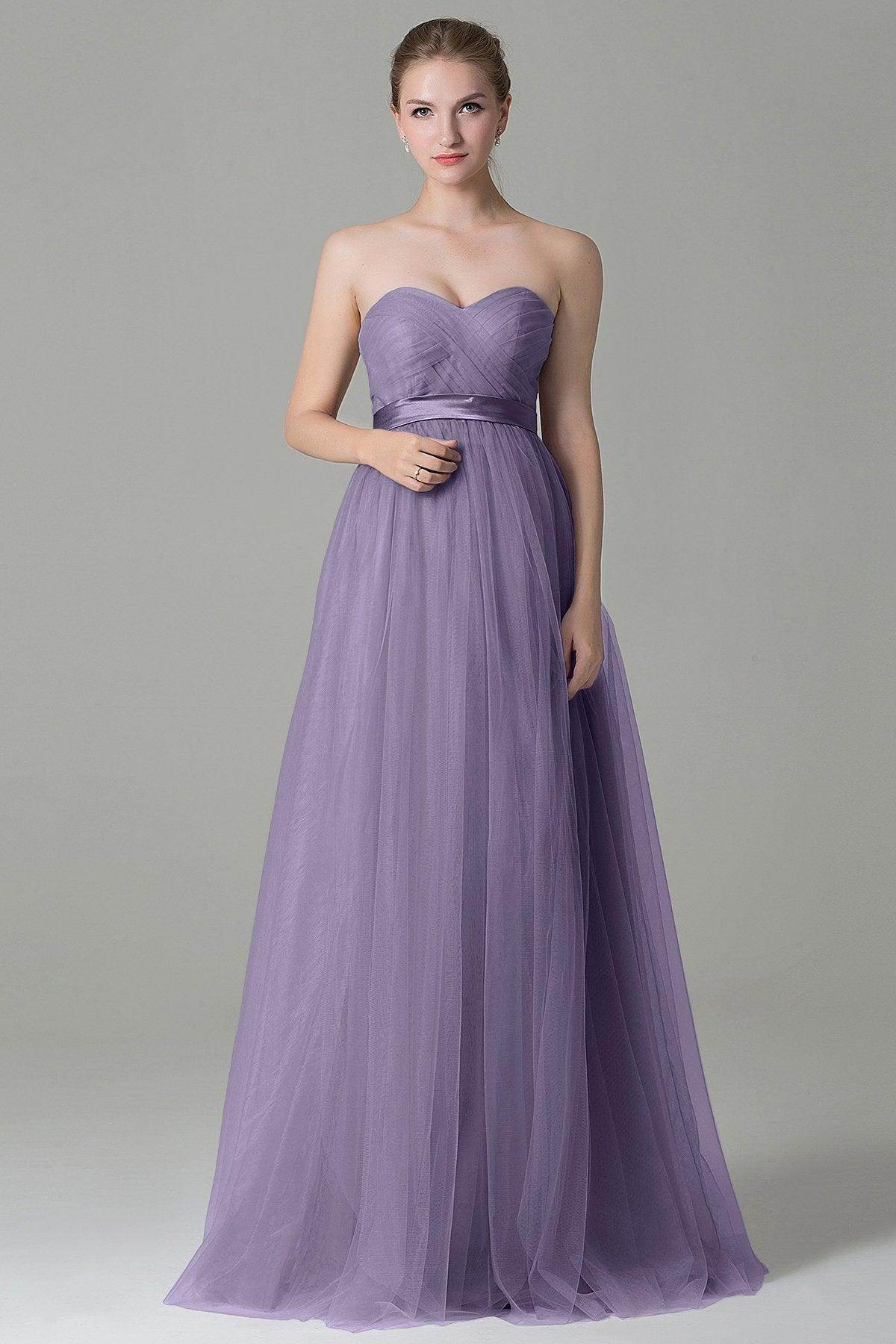 Sheath-Column Floor Length Tulle Bridesmaid Dress COZF1500B