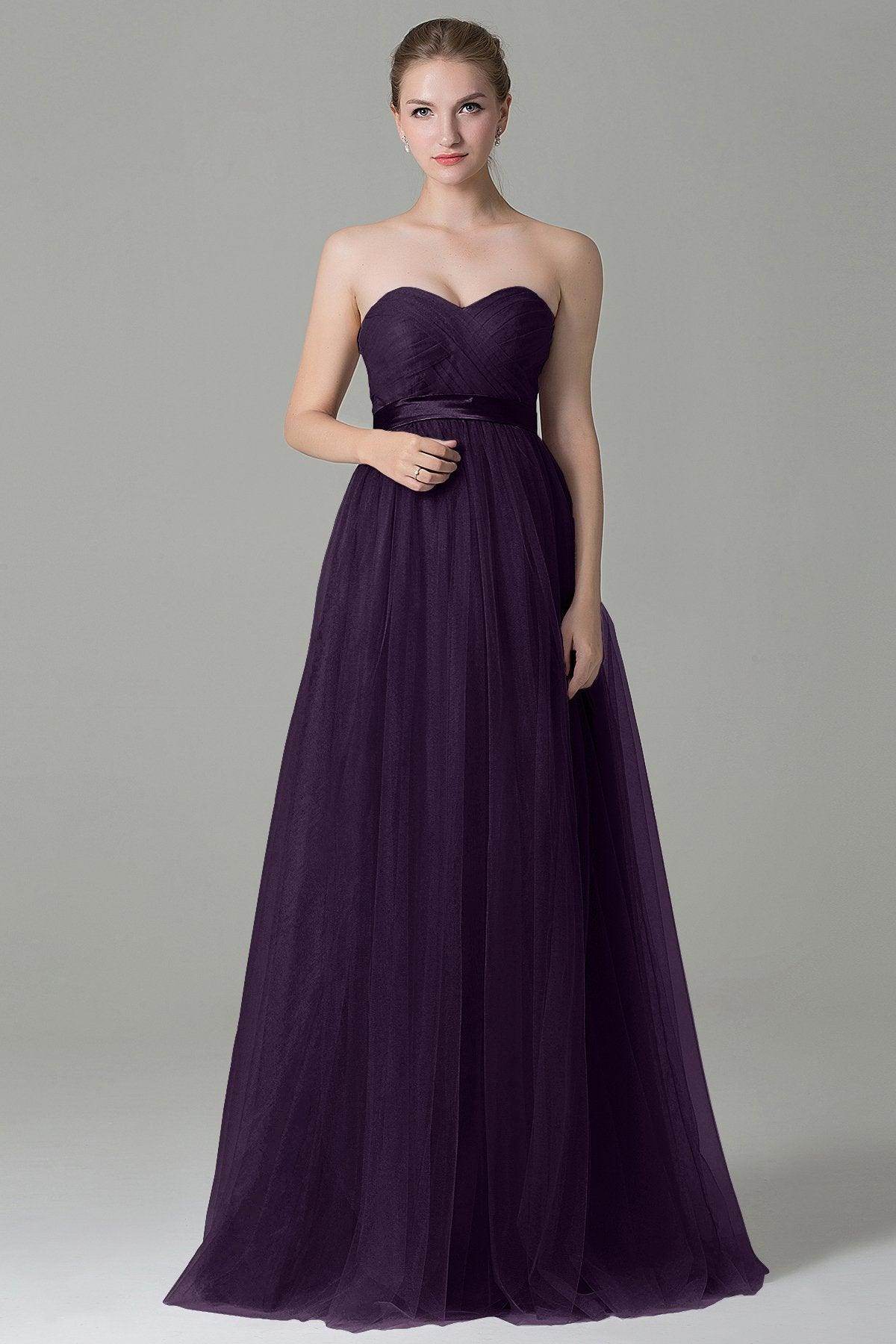 Sheath-Column Floor Length Tulle Bridesmaid Dress COZF1500B
