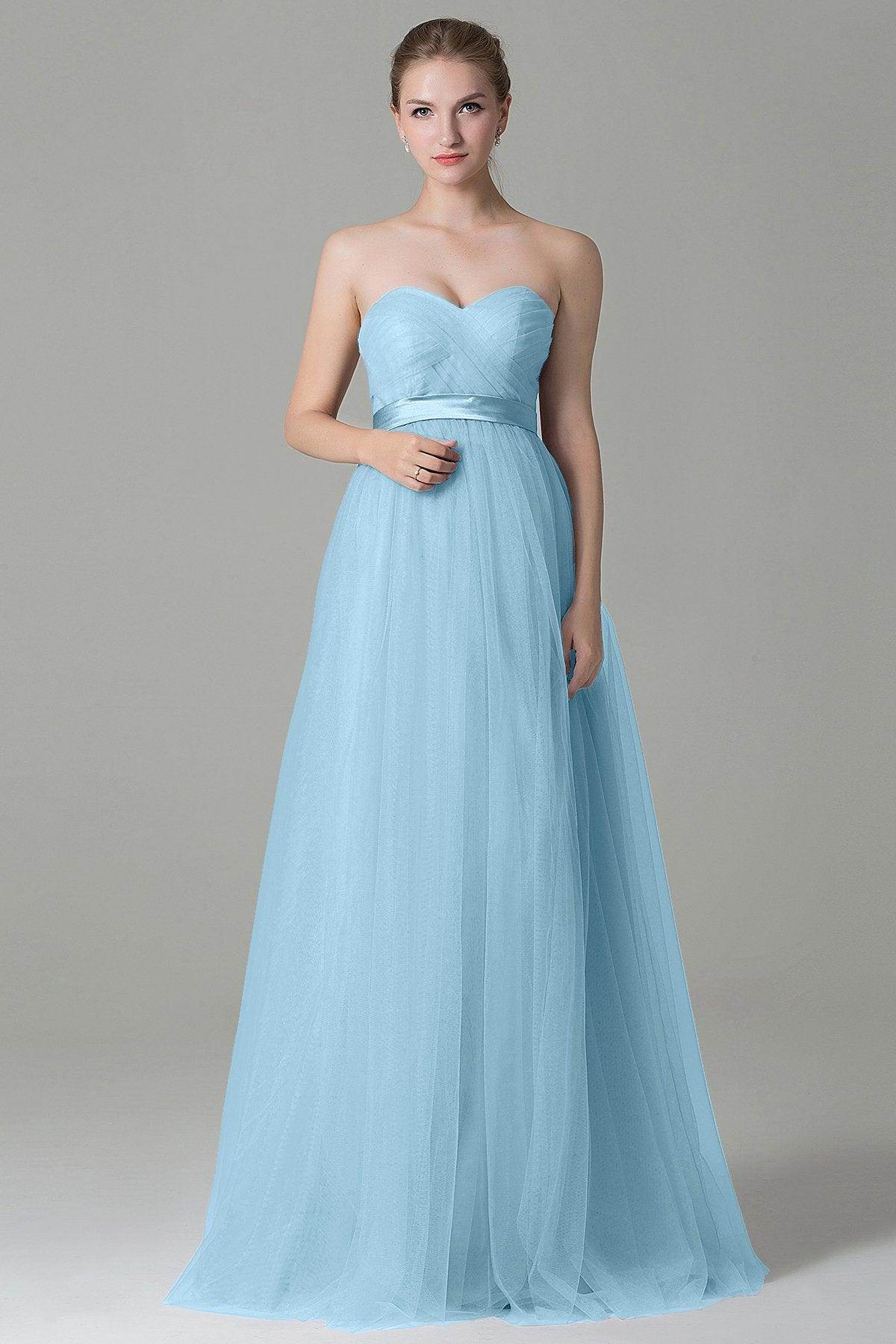 Sheath-Column Floor Length Tulle Bridesmaid Dress COZF1500B