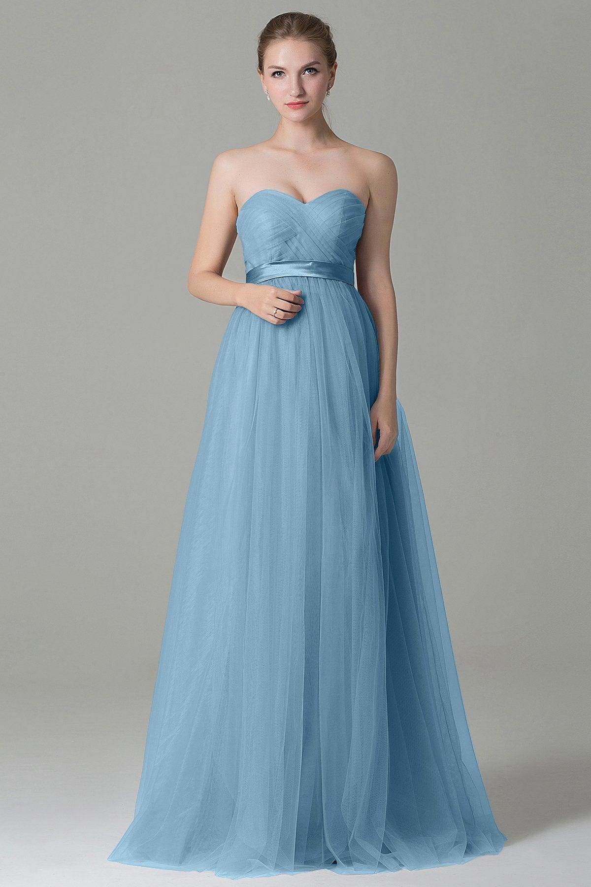 Sheath-Column Floor Length Tulle Bridesmaid Dress COZF1500B