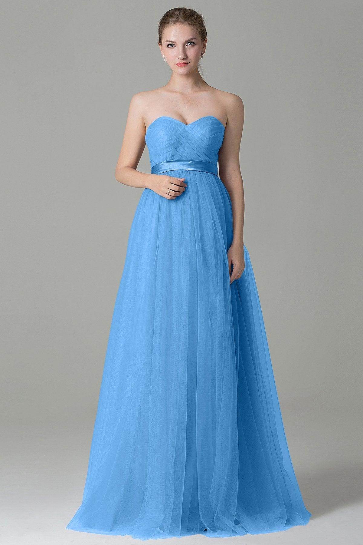 Sheath-Column Floor Length Tulle Bridesmaid Dress COZF1500B