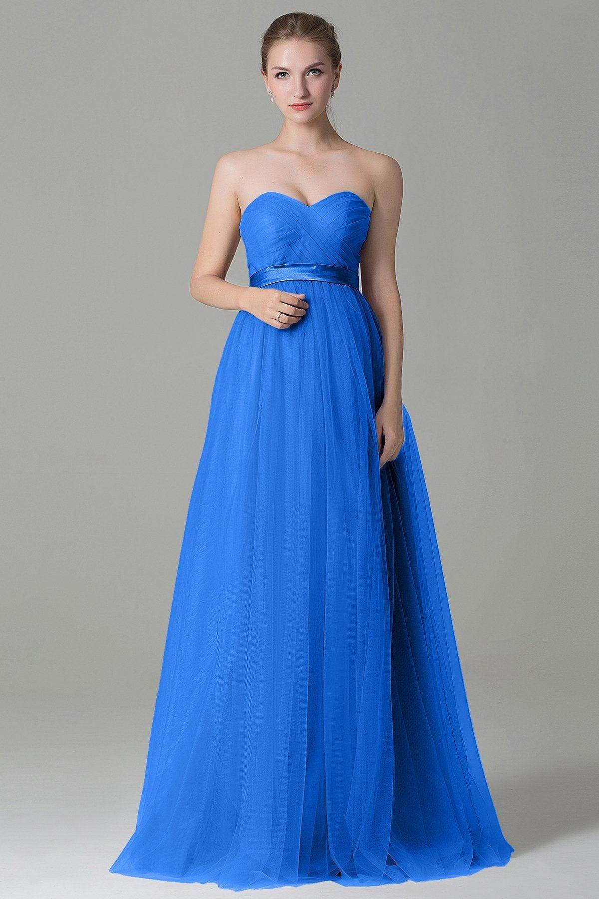 Sheath-Column Floor Length Tulle Bridesmaid Dress COZF1500B