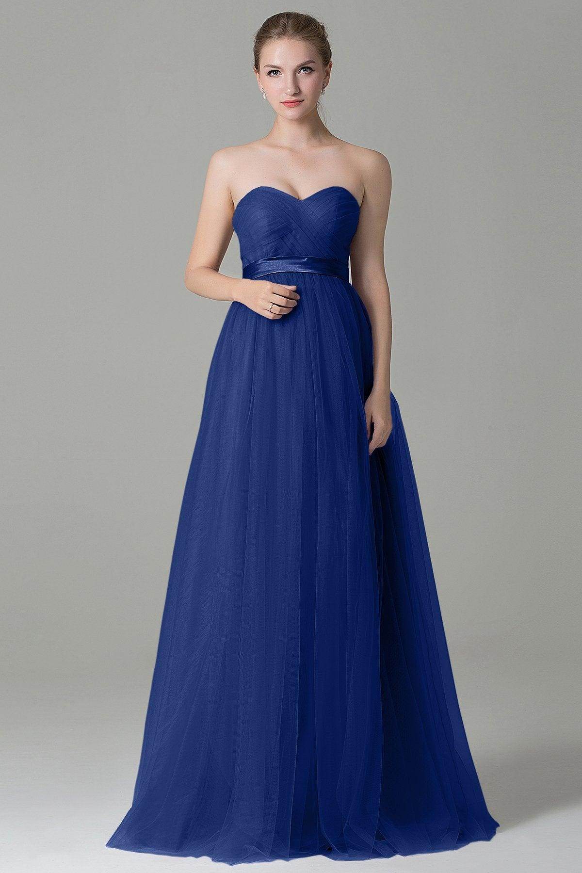 Sheath-Column Floor Length Tulle Bridesmaid Dress COZF1500B