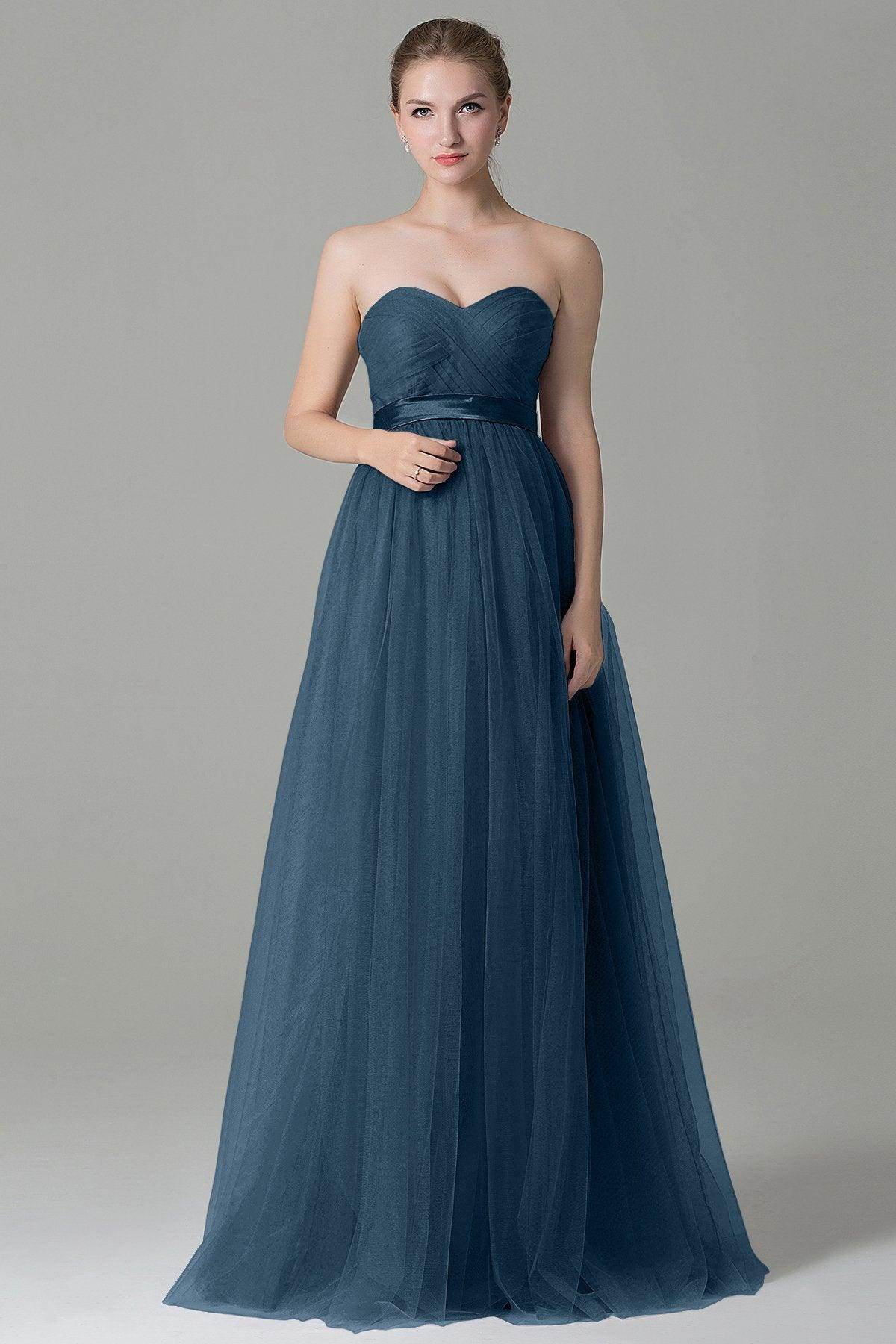 Sheath-Column Floor Length Tulle Bridesmaid Dress COZF1500B