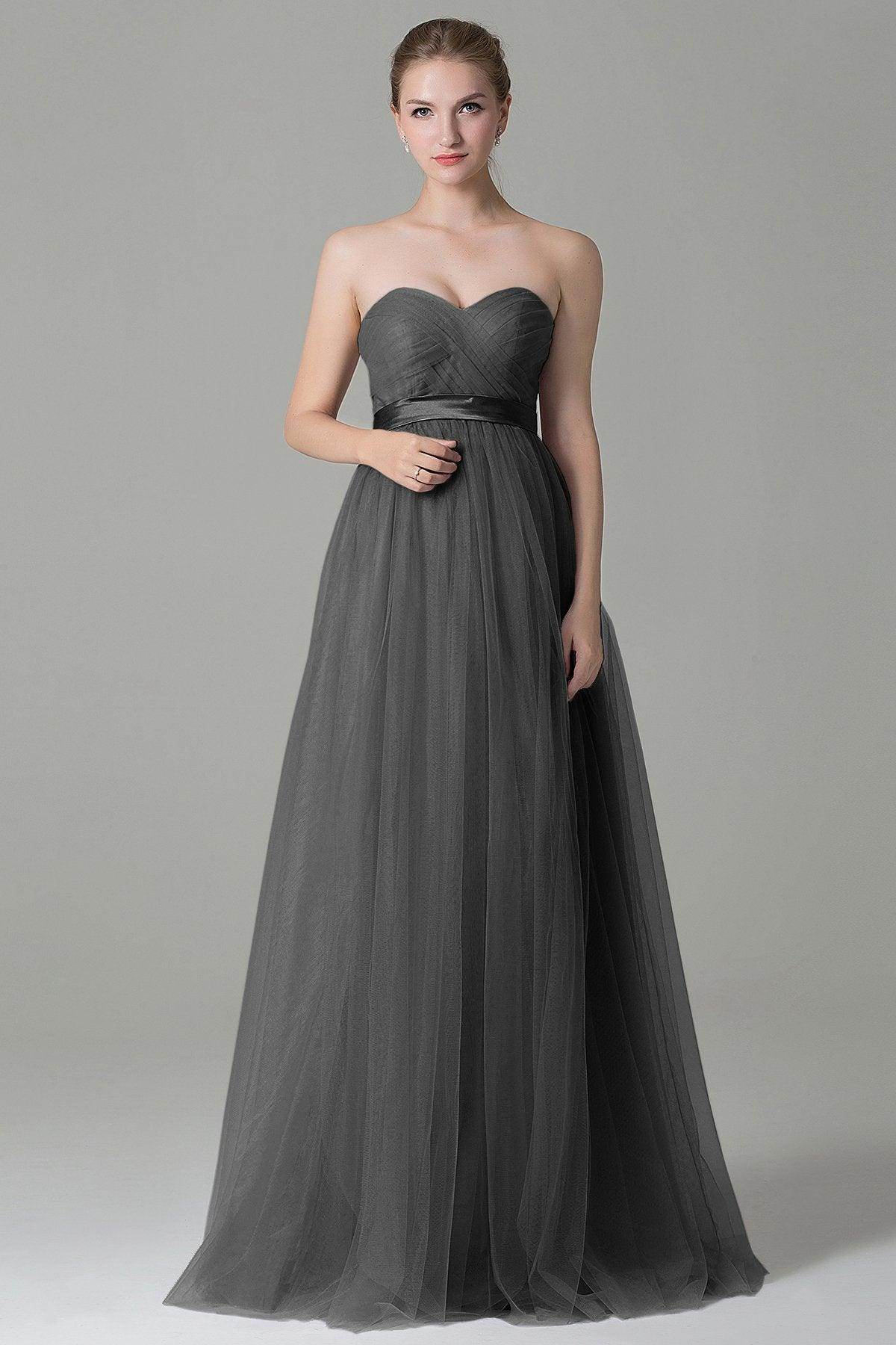 Sheath-Column Floor Length Tulle Bridesmaid Dress COZF1500B