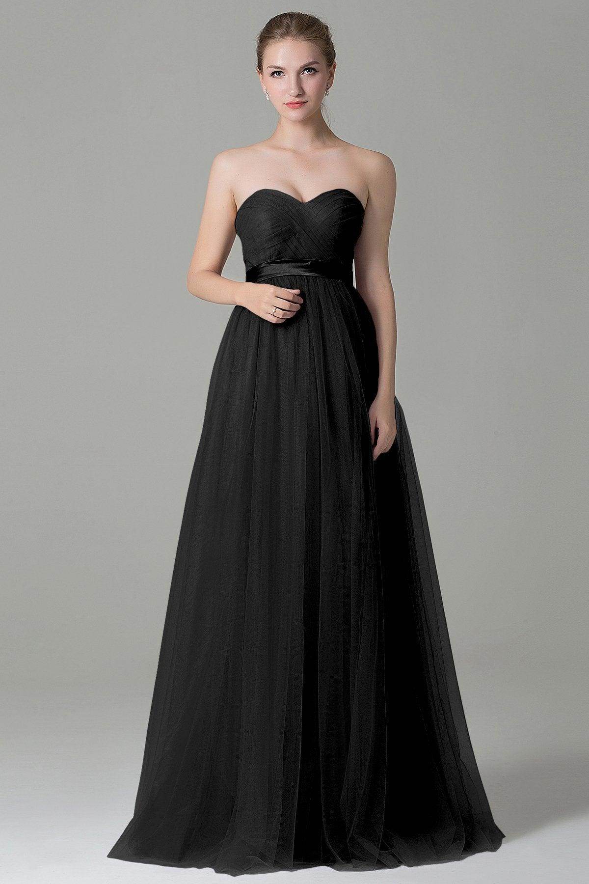 Sheath-Column Floor Length Tulle Bridesmaid Dress COZF1500B