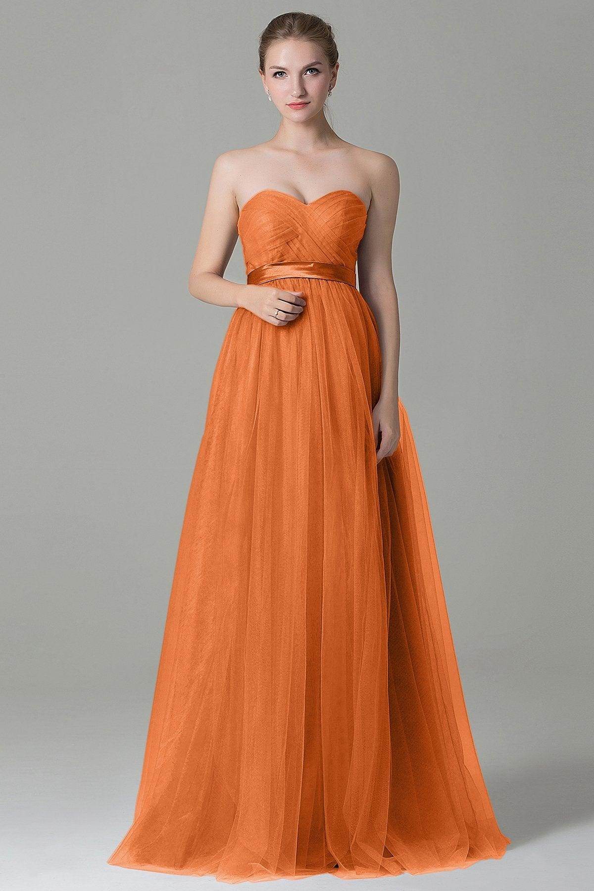 Sheath-Column Floor Length Tulle Bridesmaid Dress COZF1500B