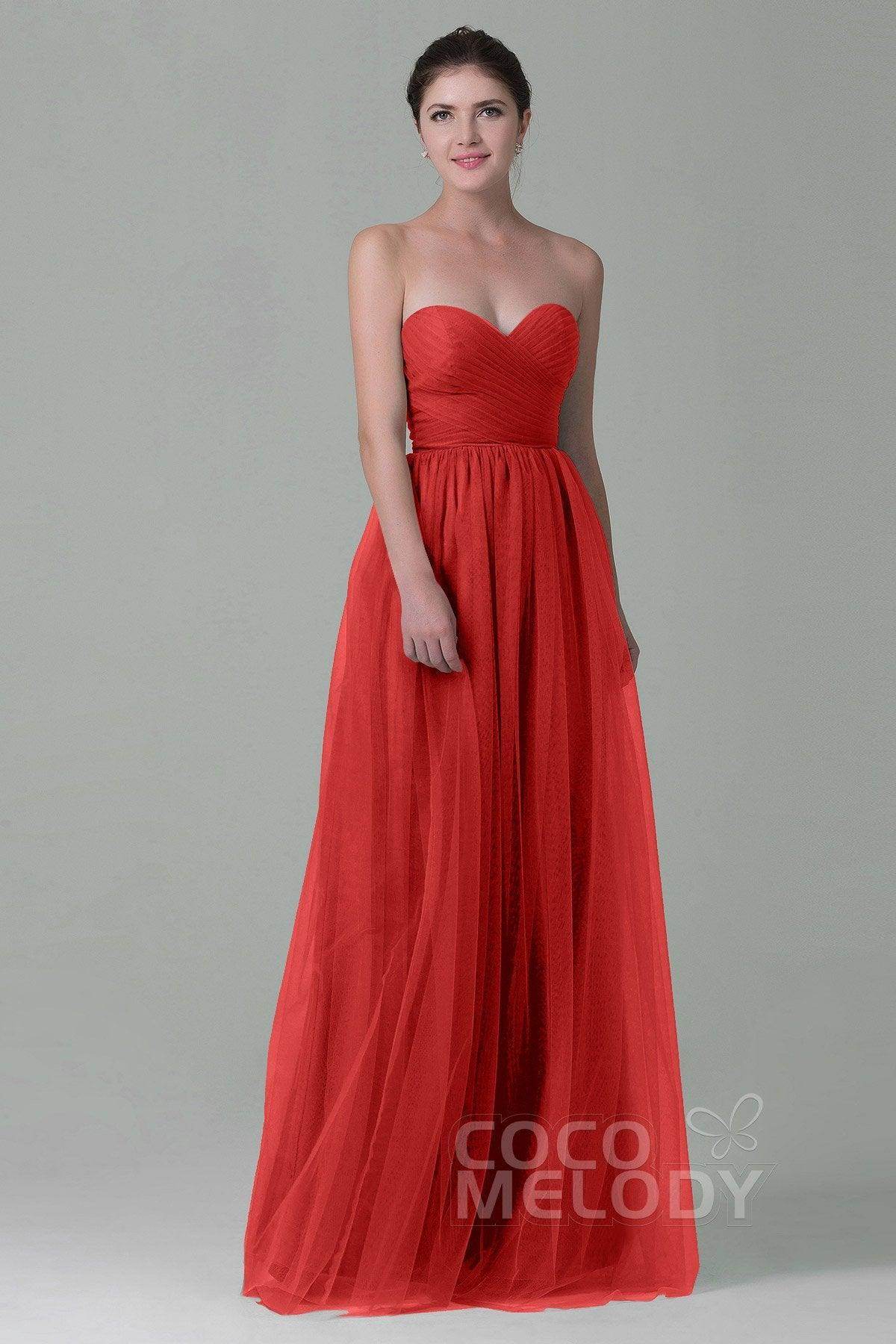 Sheath-Column Floor Length Tulle Bridesmaid Dress COZF1500E