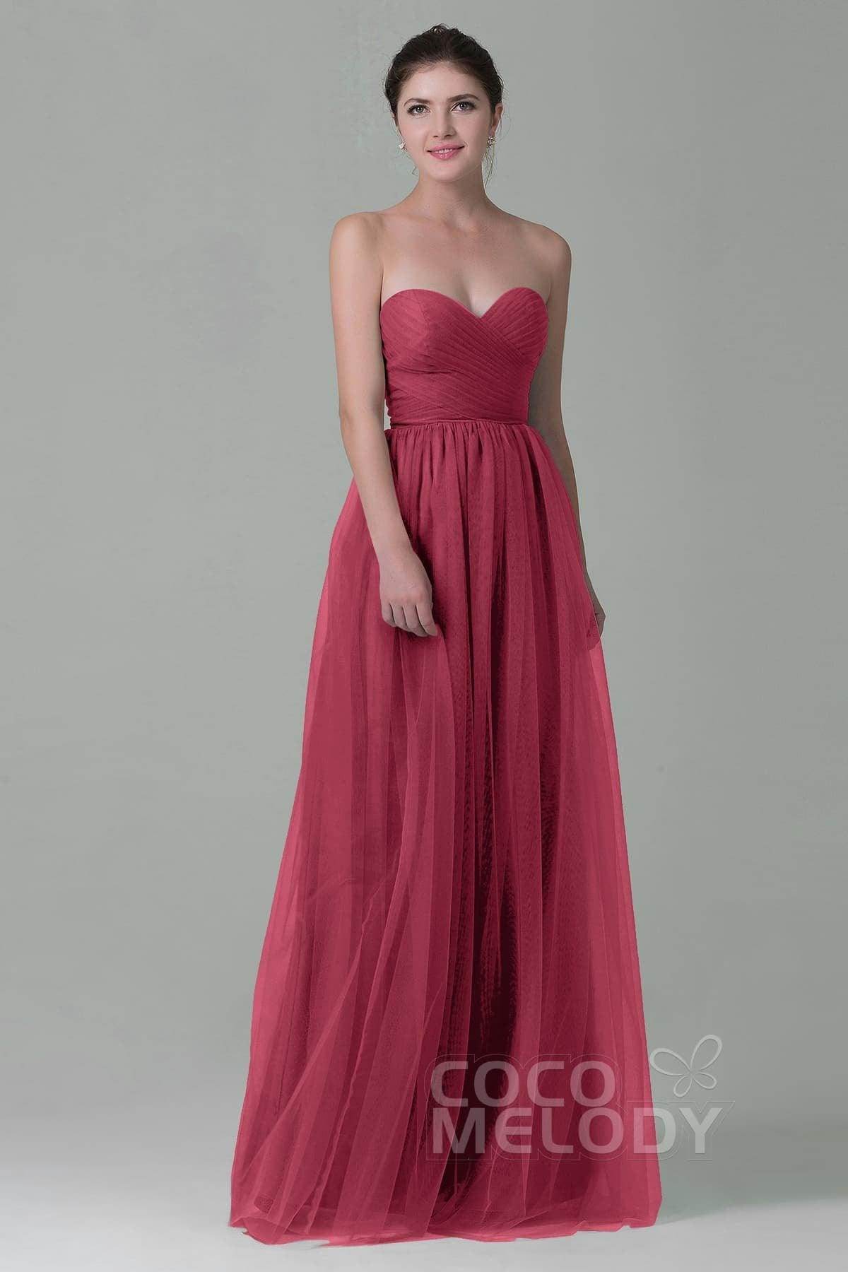 Sheath-Column Floor Length Tulle Bridesmaid Dress COZF1500E