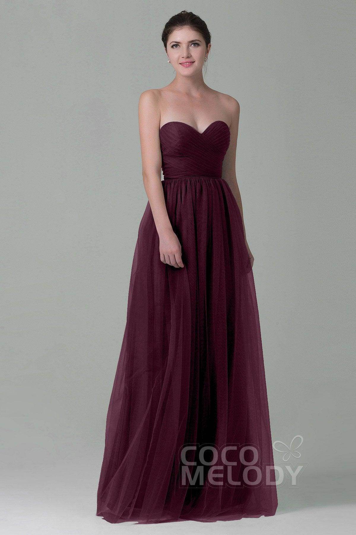 Sheath-Column Floor Length Tulle Bridesmaid Dress COZF1500E