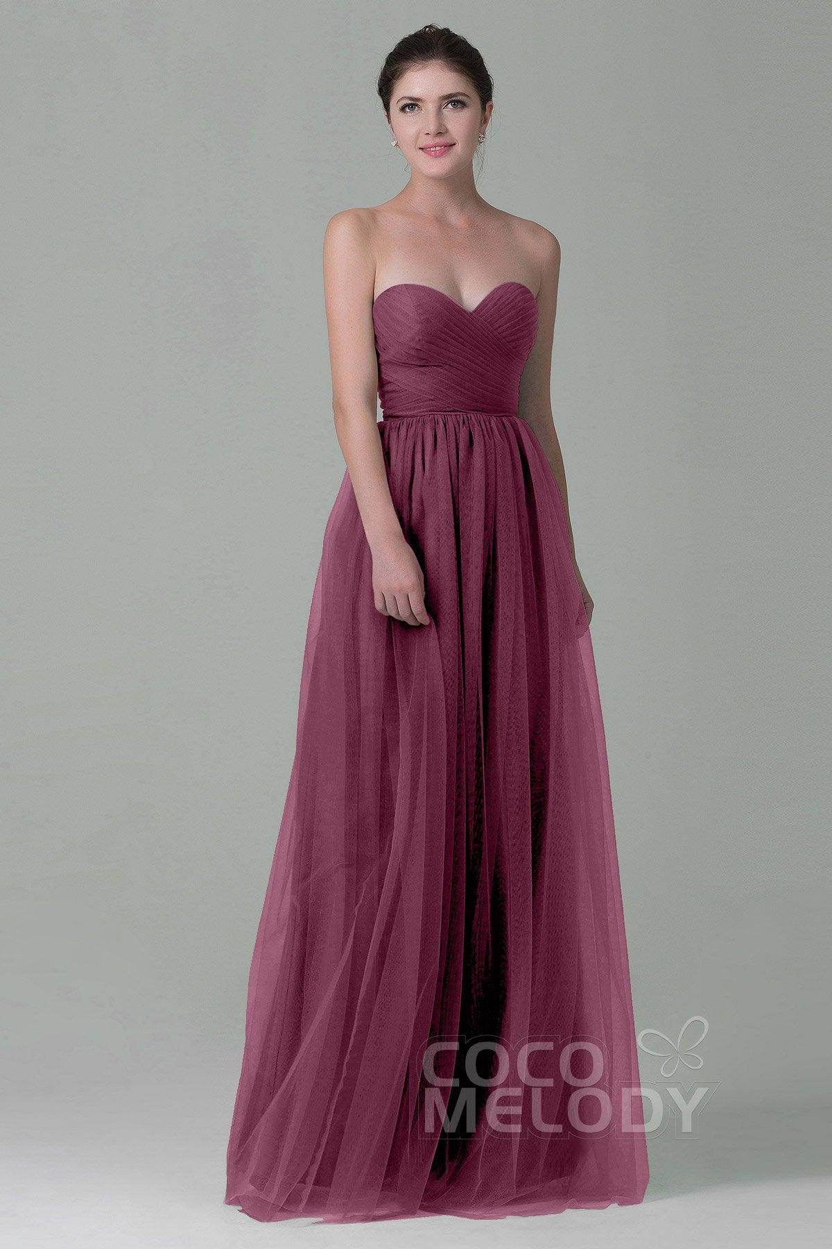 Sheath-Column Floor Length Tulle Bridesmaid Dress COZF1500E