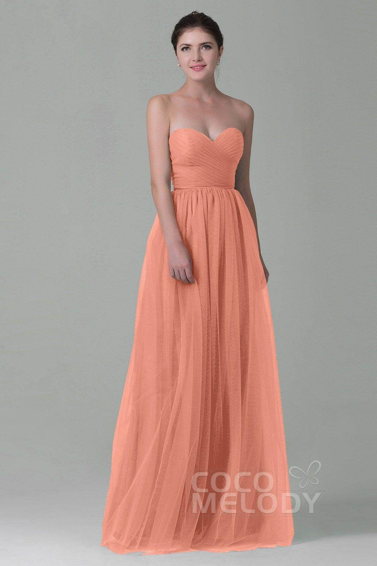 Sheath-Column Floor Length Tulle Bridesmaid Dress COZF1500E