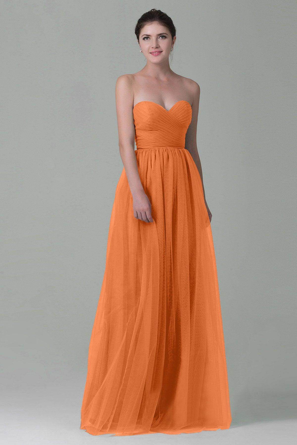 Sheath-Column Floor Length Tulle Bridesmaid Dress COZF1500E