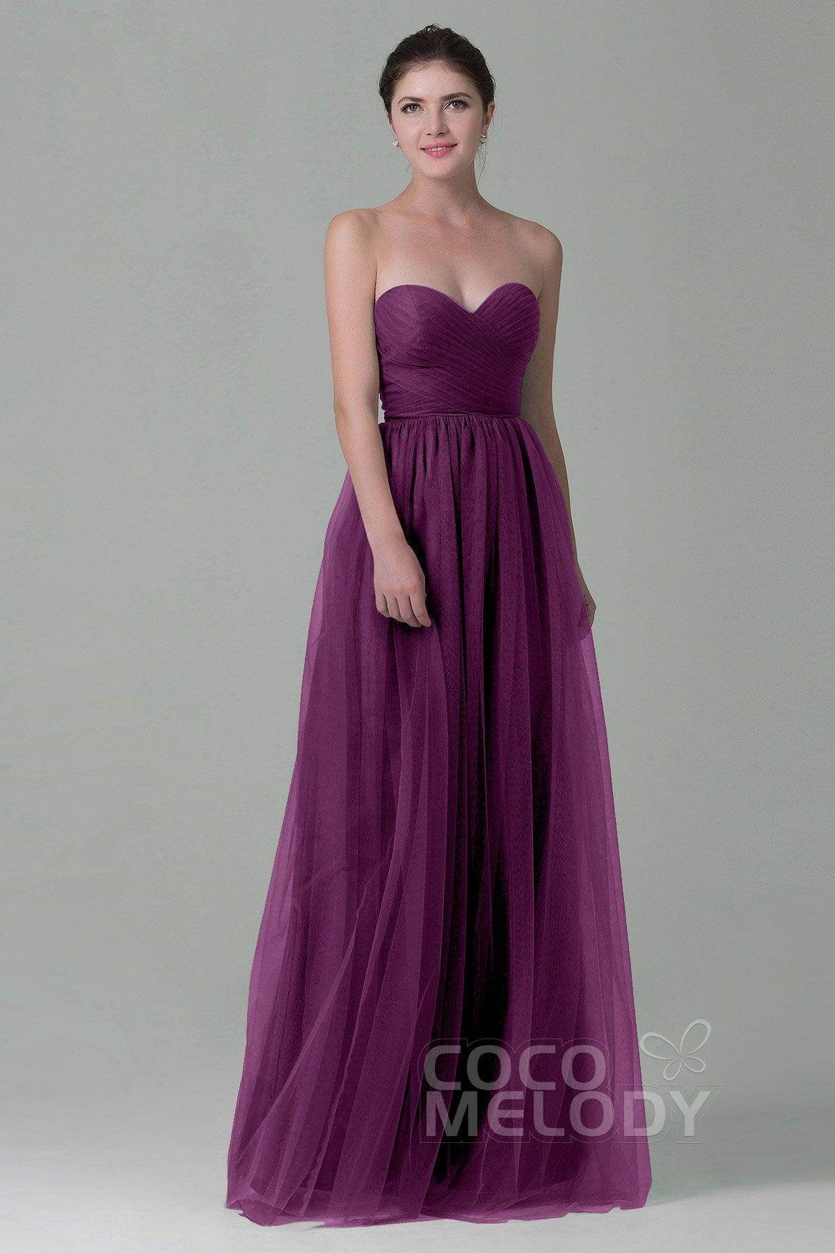 Sheath-Column Floor Length Tulle Bridesmaid Dress COZF1500E