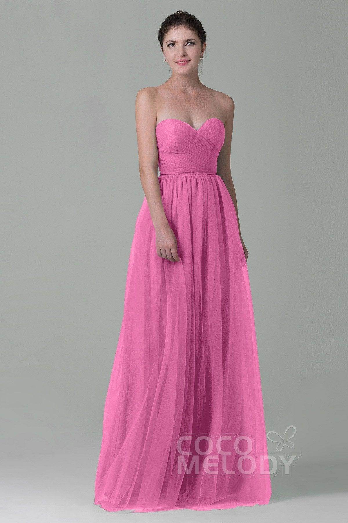Sheath-Column Floor Length Tulle Bridesmaid Dress COZF1500E