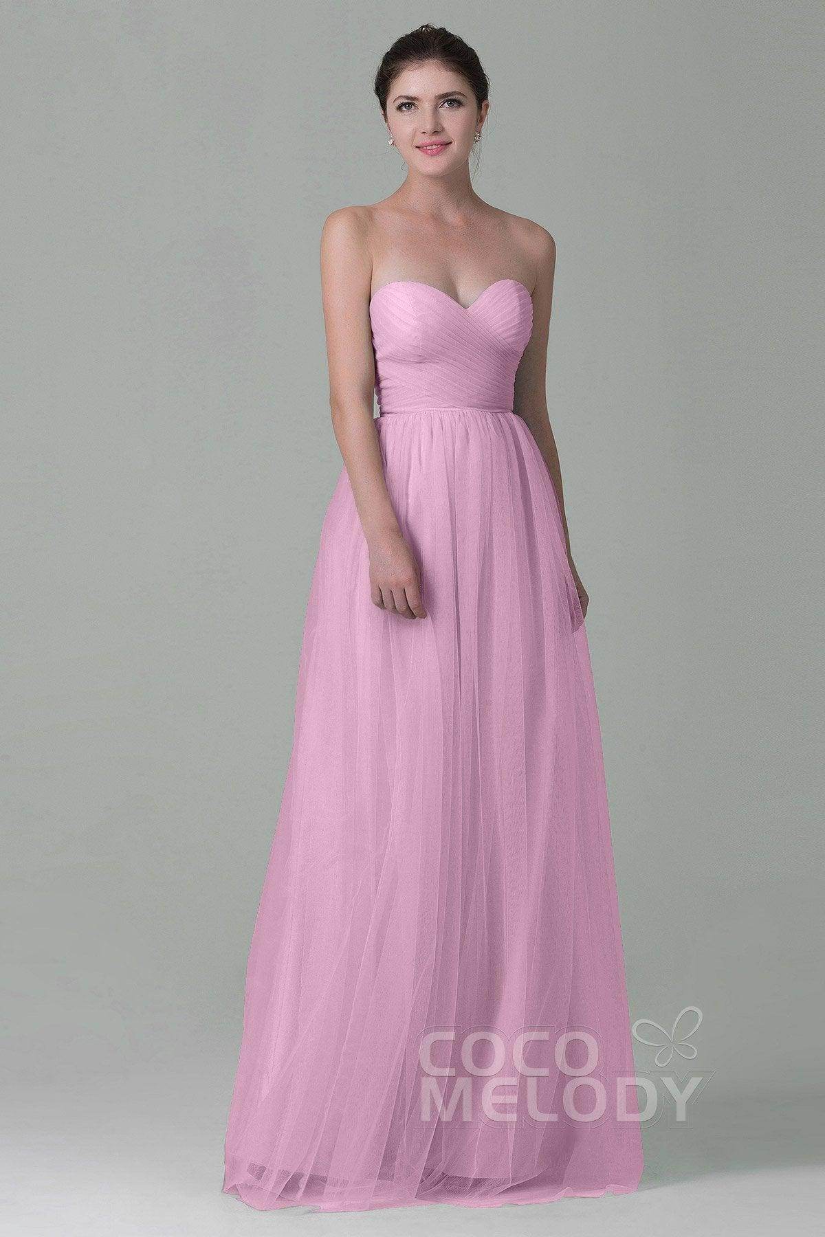 Sheath-Column Floor Length Tulle Bridesmaid Dress COZF1500E