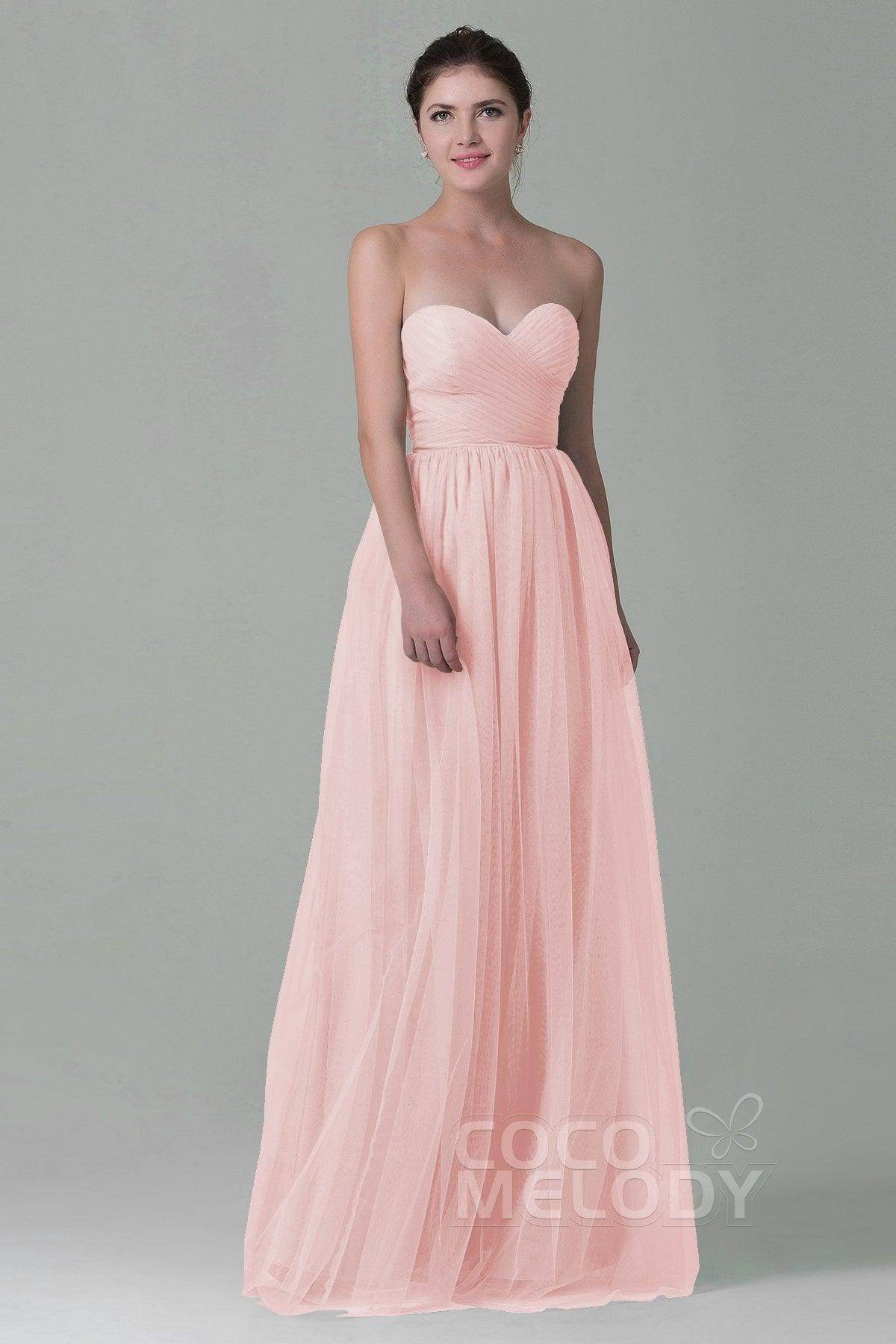 Sheath-Column Floor Length Tulle Bridesmaid Dress COZF1500E