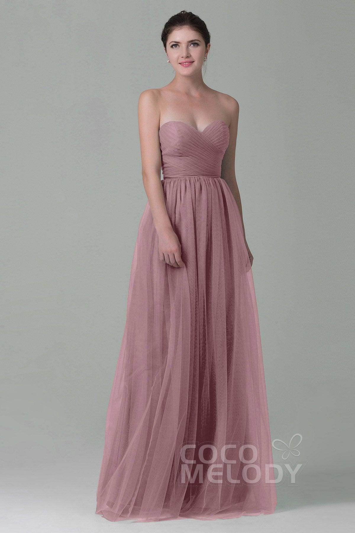 Sheath-Column Floor Length Tulle Bridesmaid Dress COZF1500E