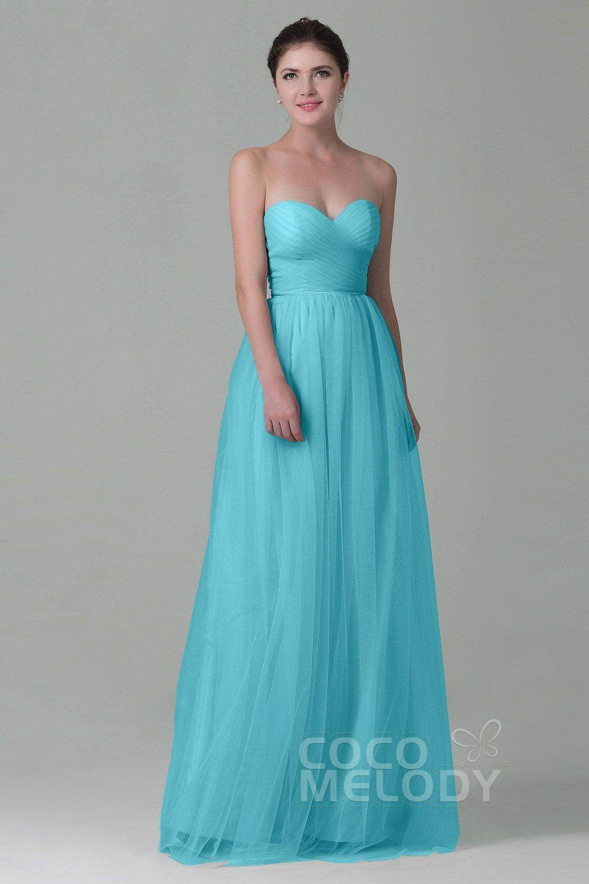 Sheath-Column Floor Length Tulle Bridesmaid Dress COZF1500E