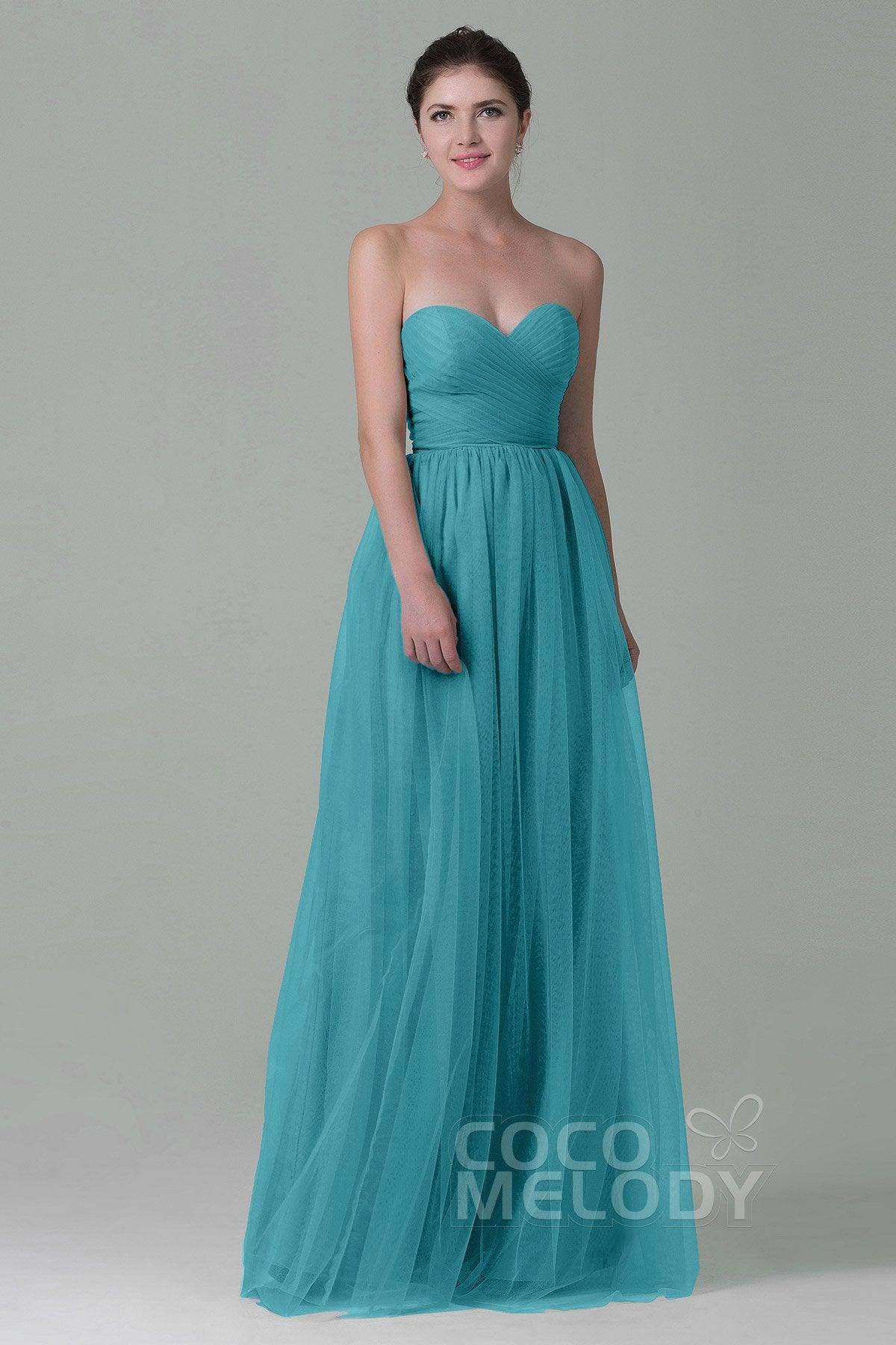 Sheath-Column Floor Length Tulle Bridesmaid Dress COZF1500E