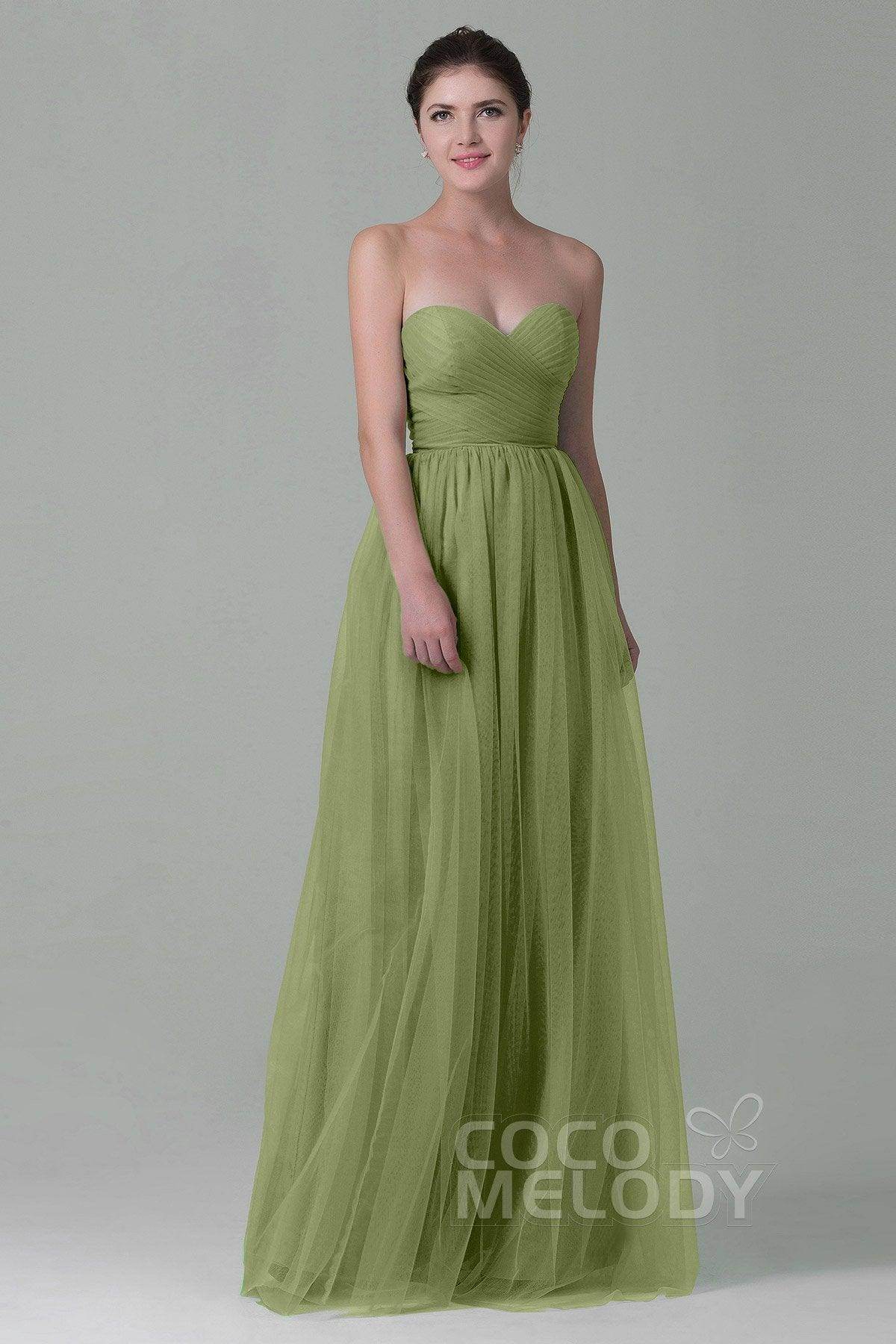 Sheath-Column Floor Length Tulle Bridesmaid Dress COZF1500E
